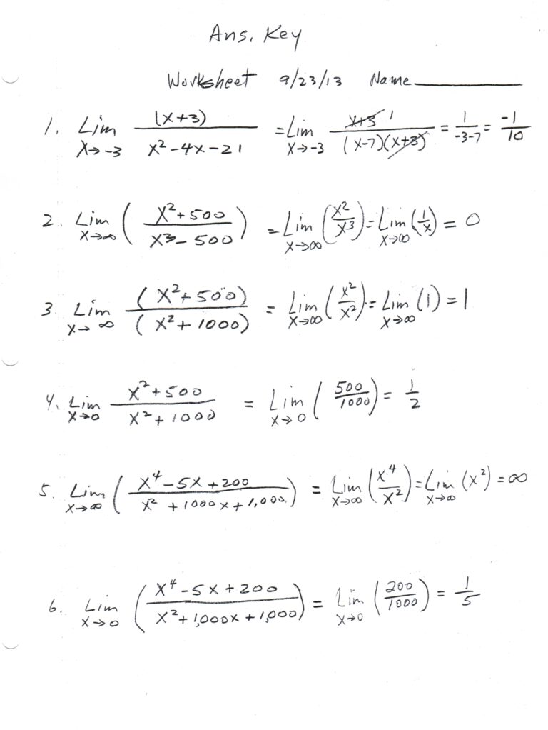 1 3 Evaluating Limits Analytically Objectives Students Will Worksheets Library