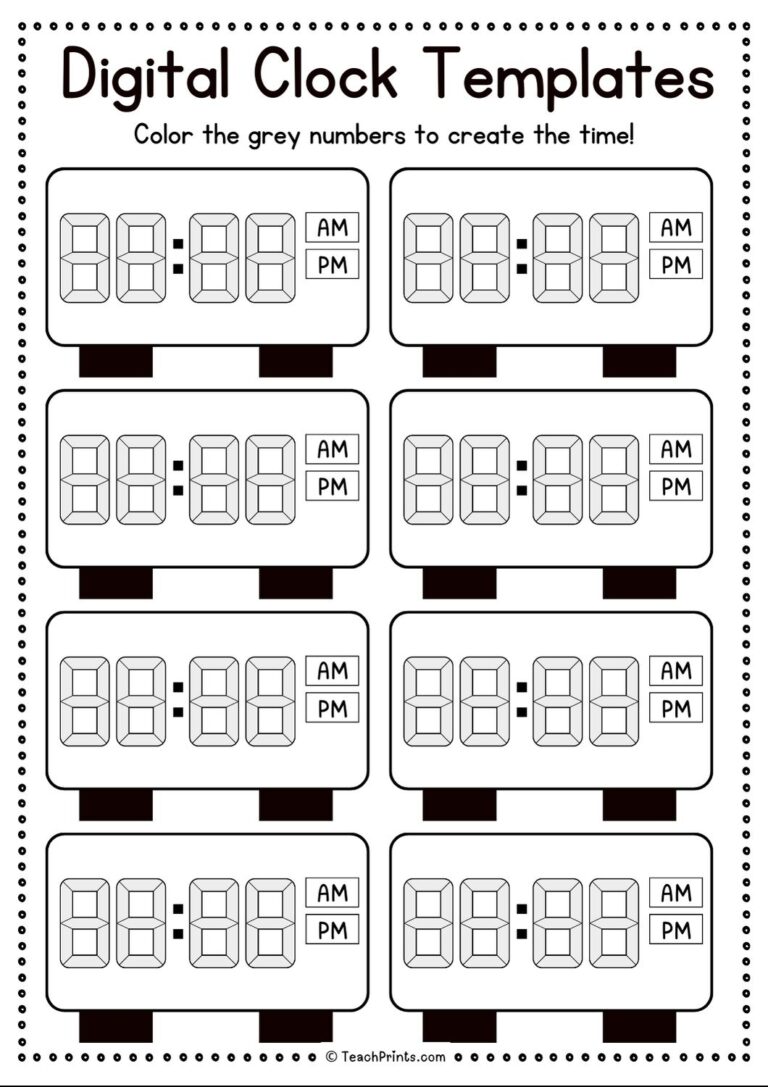 10 Free Printable Clock Face Worksheets Teach Prints