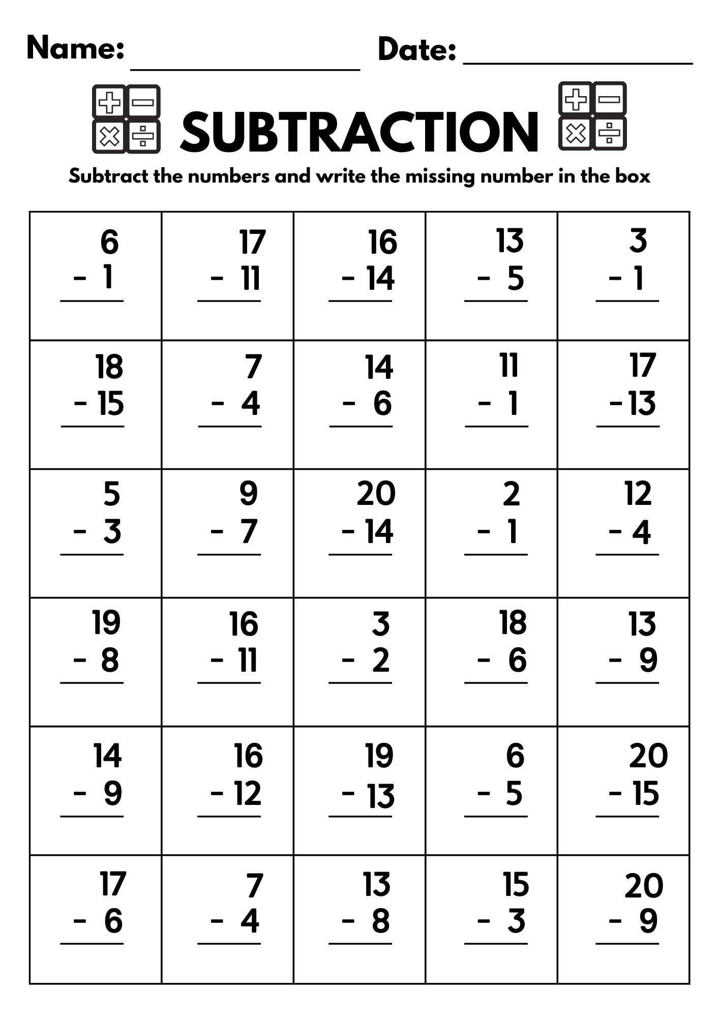 Free Printable Subtraction Worksheets Ks2