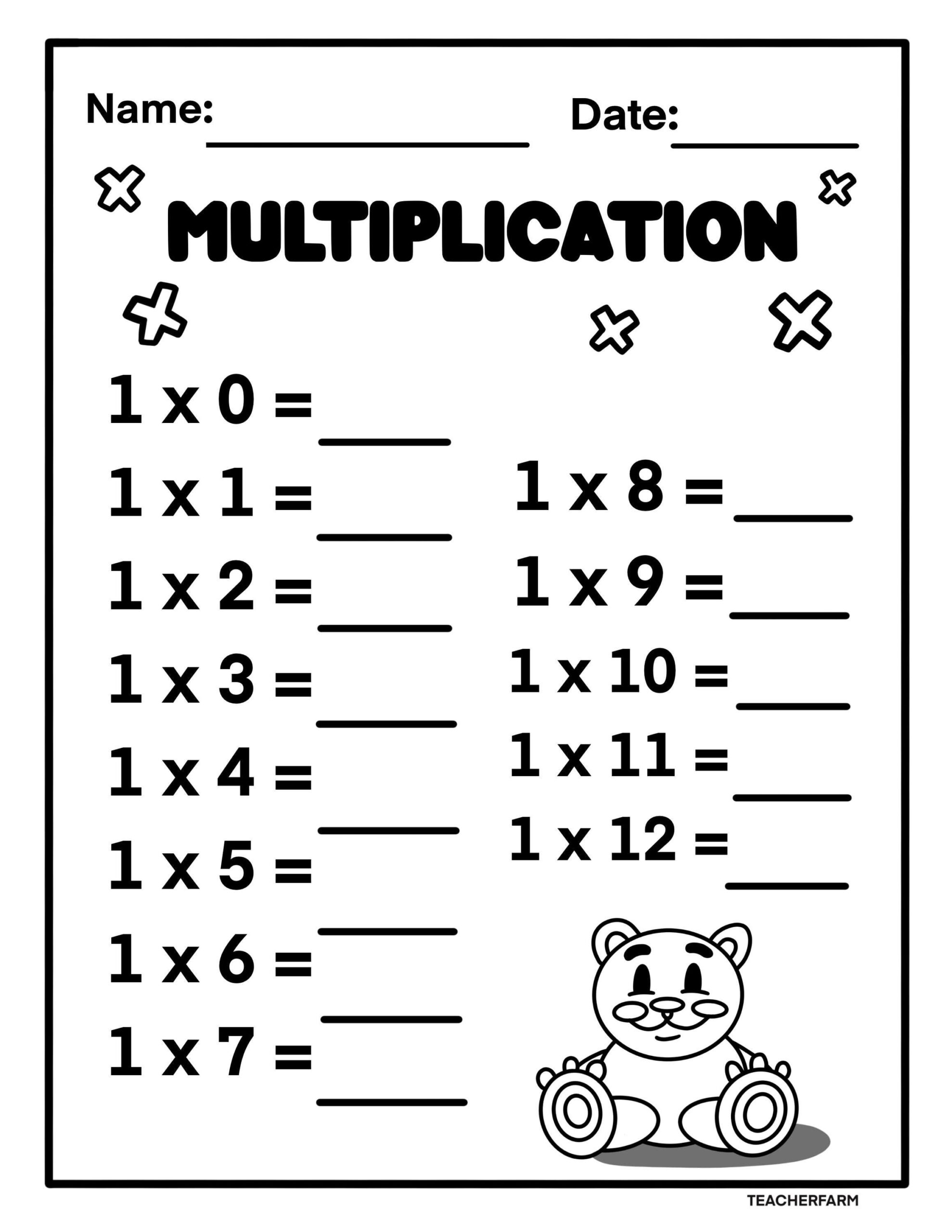 12 Multiplication Printable Practice Worksheets Learn 