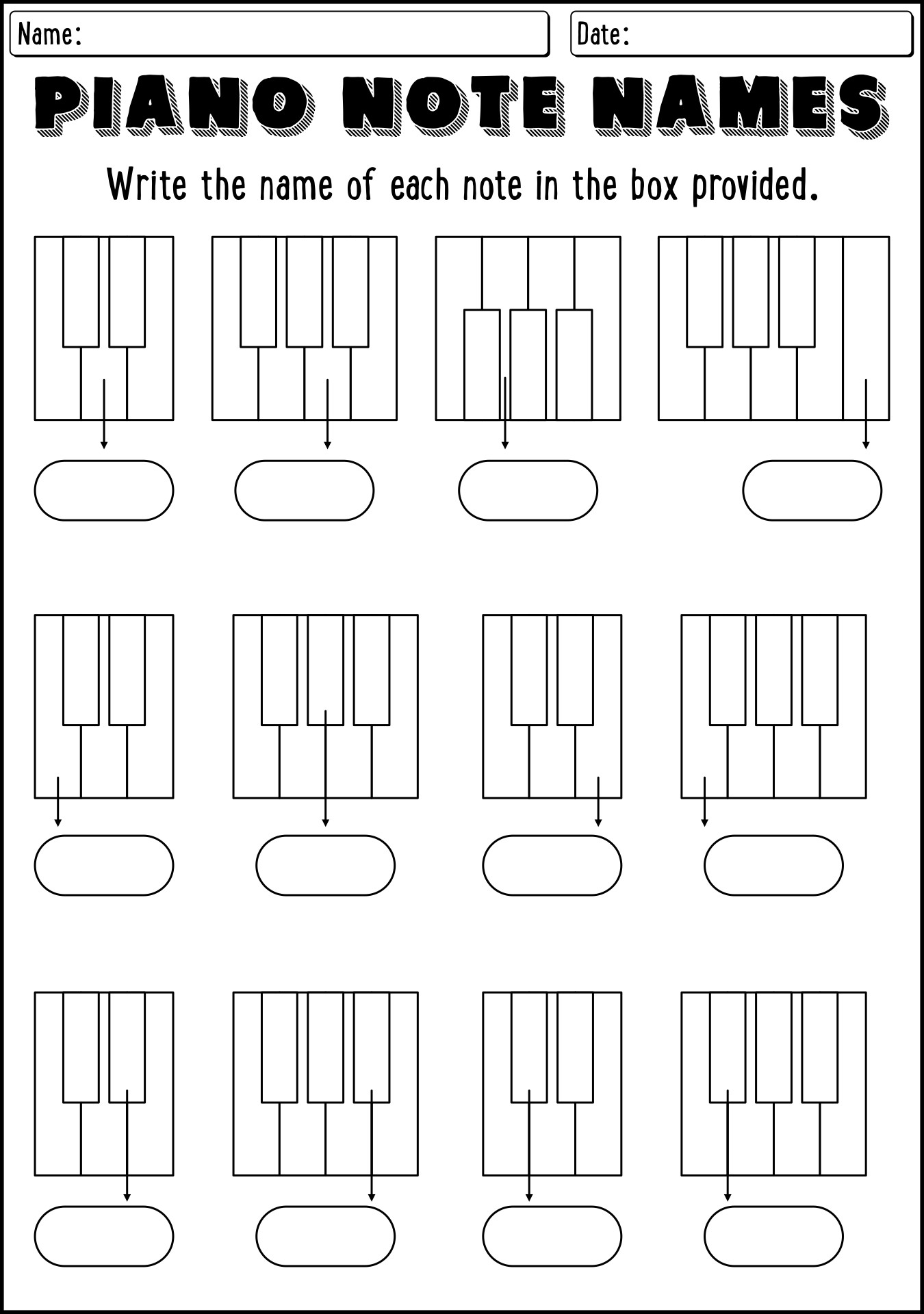 12 Piano Keyboard Worksheet Free PDF At Worksheeto