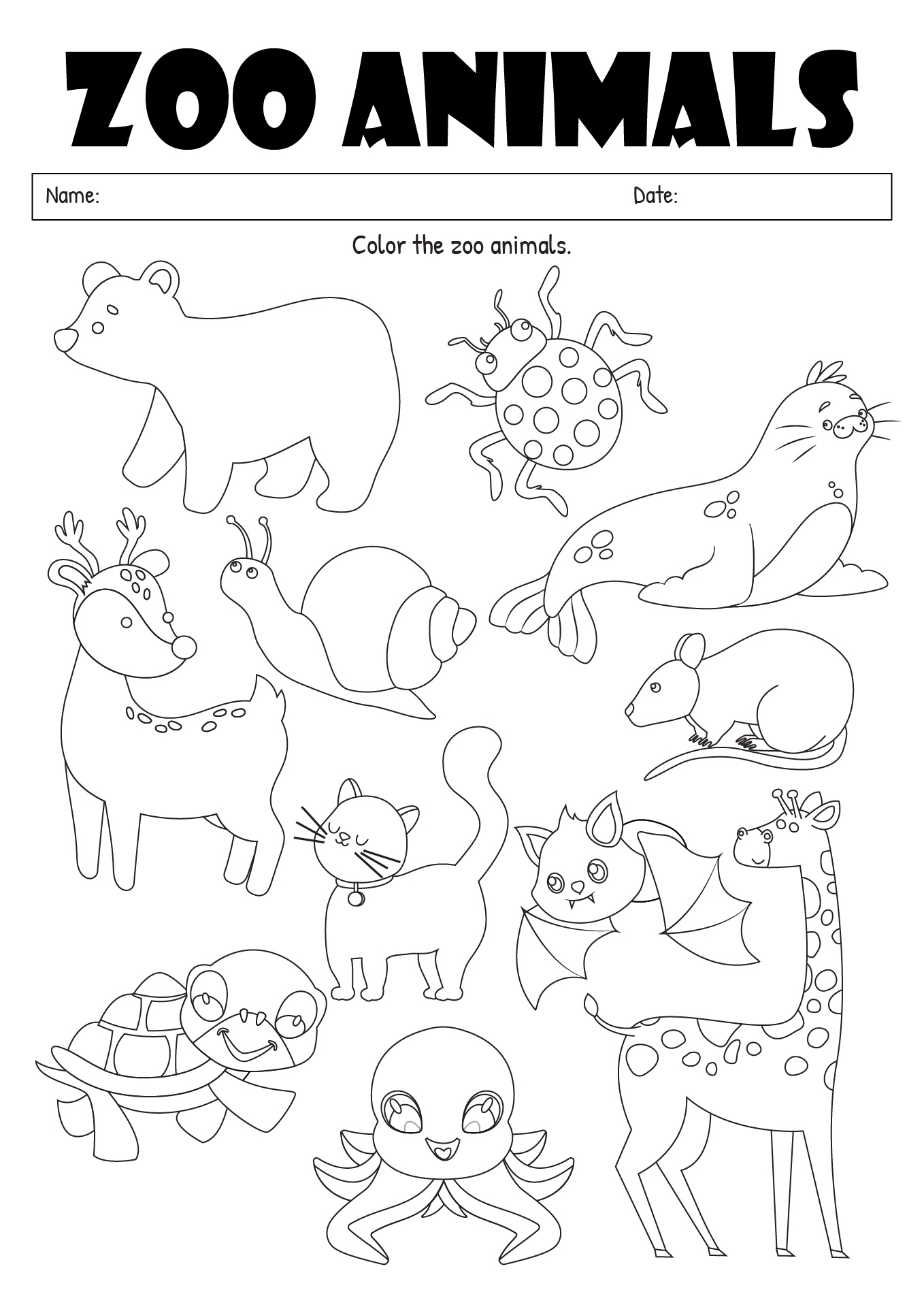 Free Printable Worksheets On Zoo Animals
