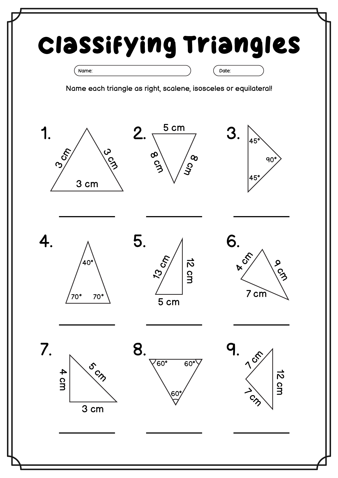 13 Classifying Triangles And Angles Worksheet Free PDF At Worksheeto