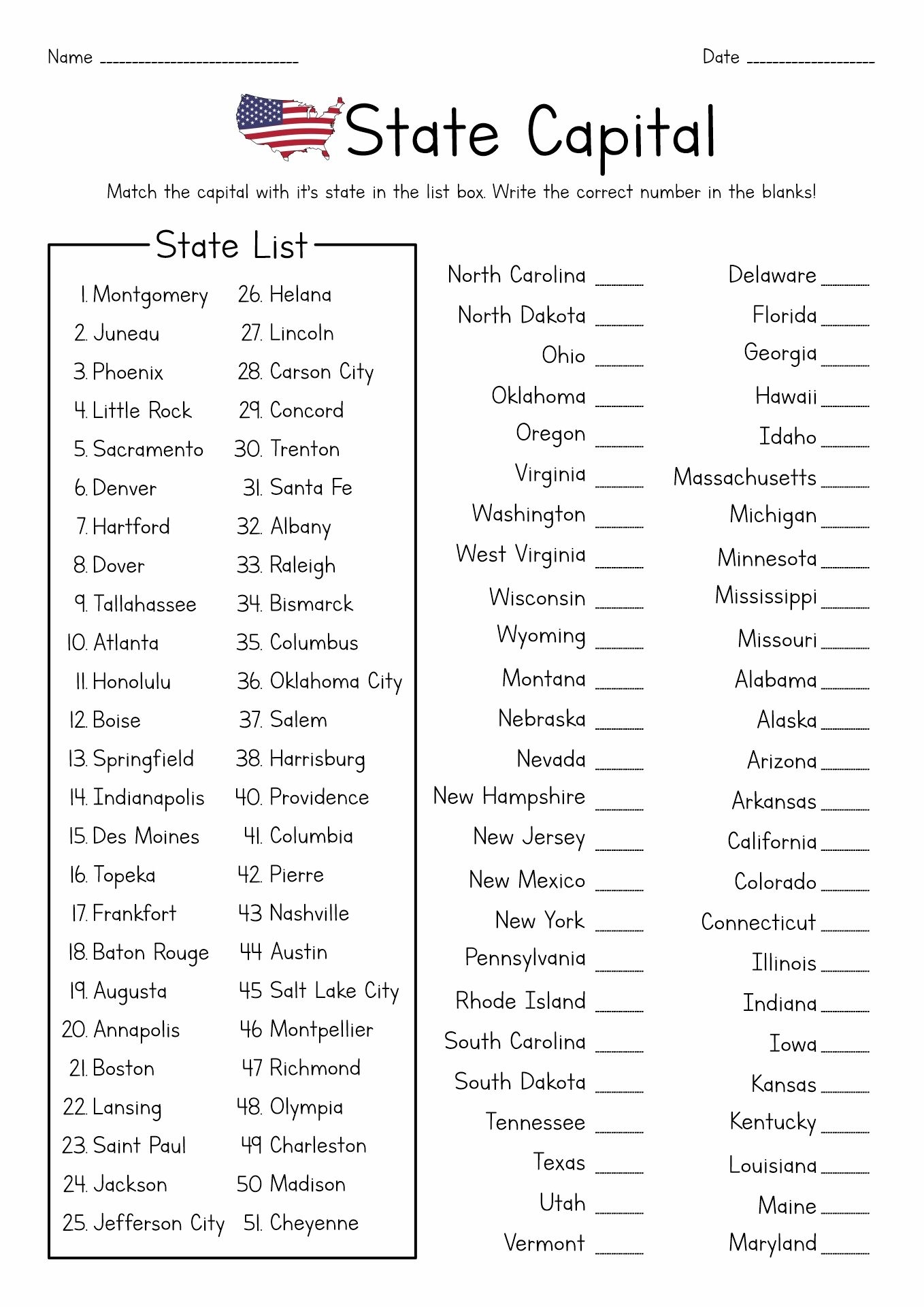 13 Fifty States Worksheets Worksheets Library