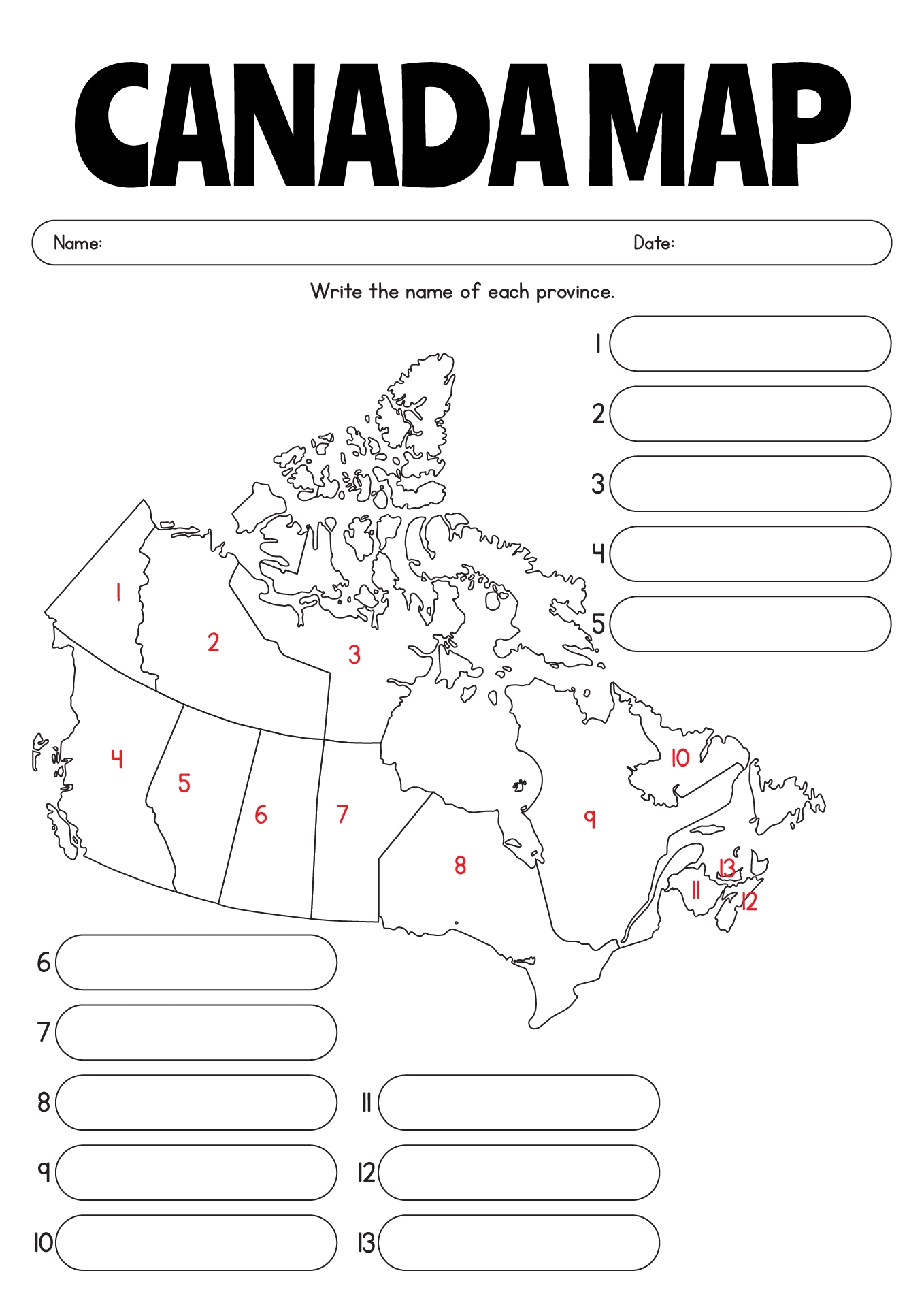 14 Canada Map Worksheet Free PDF At Worksheeto