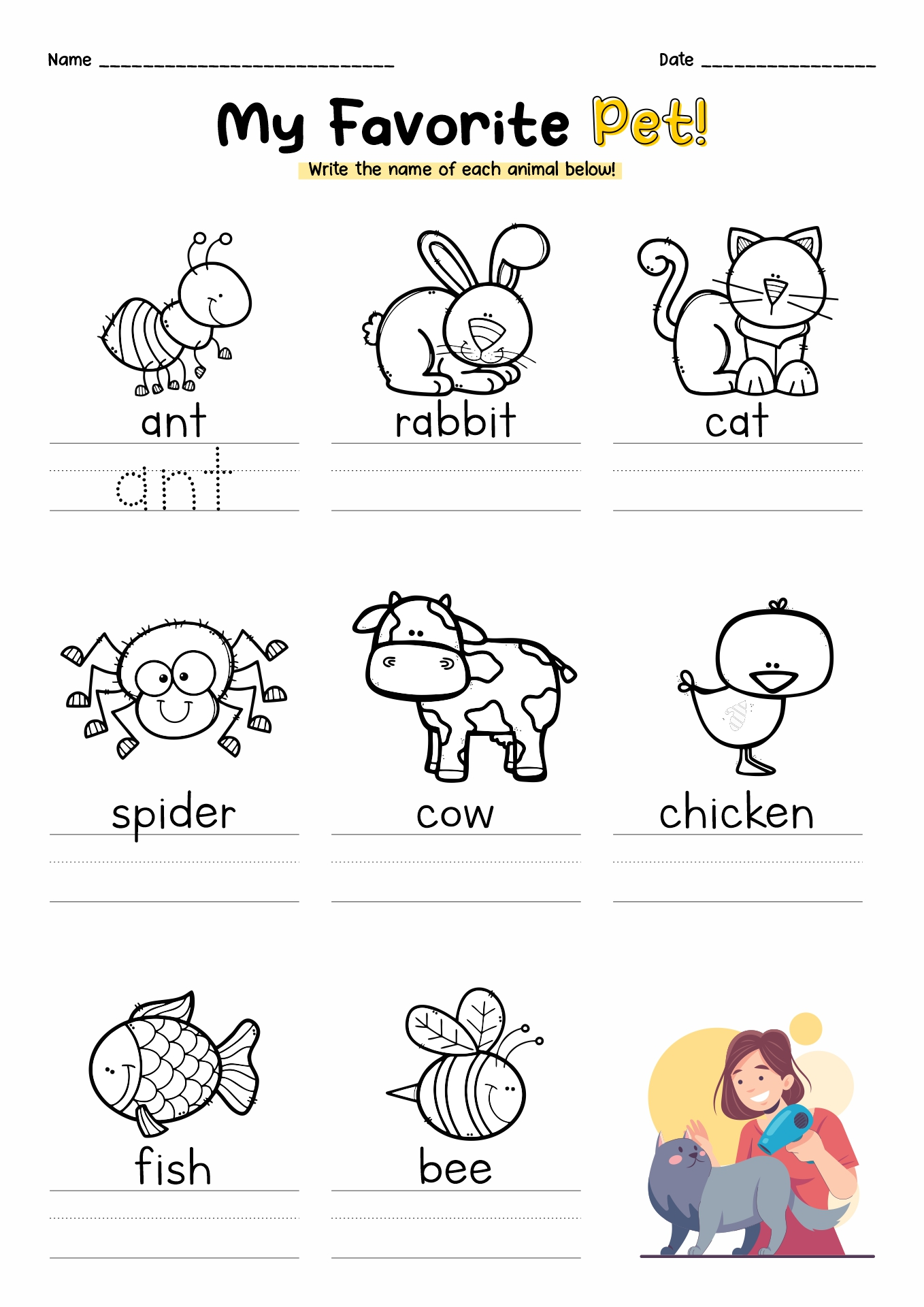 Free Printable Worksheet For Kindergarten English