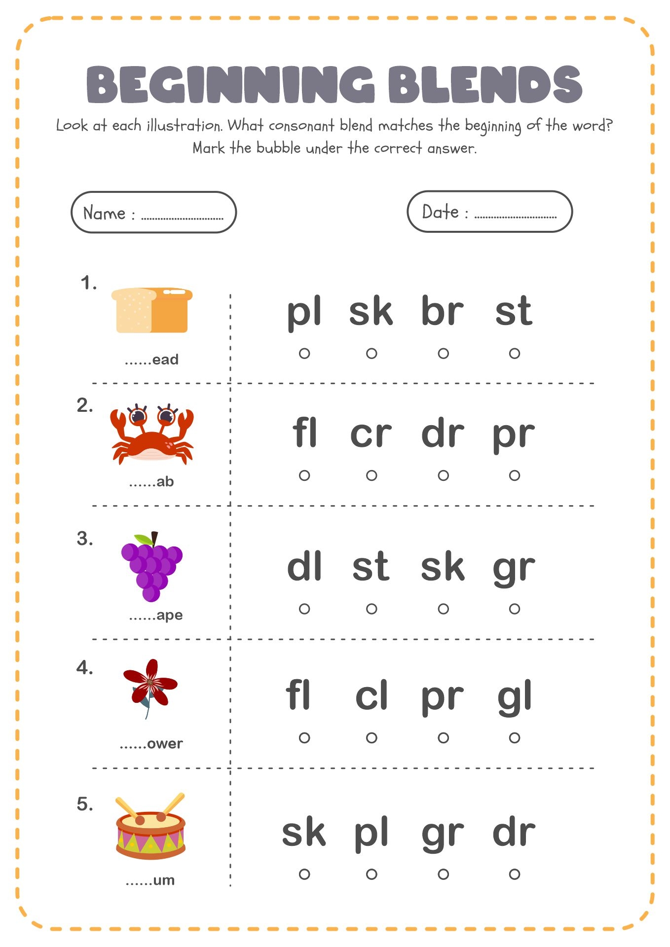 Free Printable Word Blends Worksheets