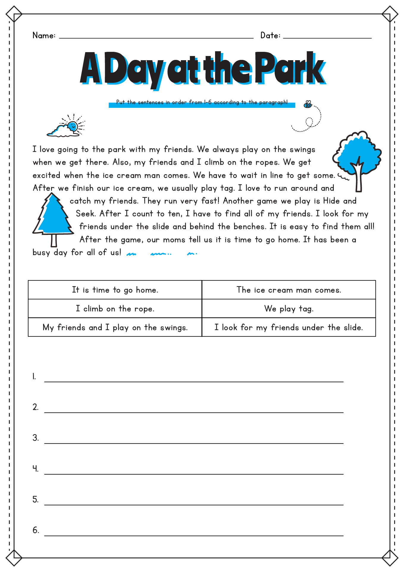 Free Printable Sequencing Worksheets First Grade