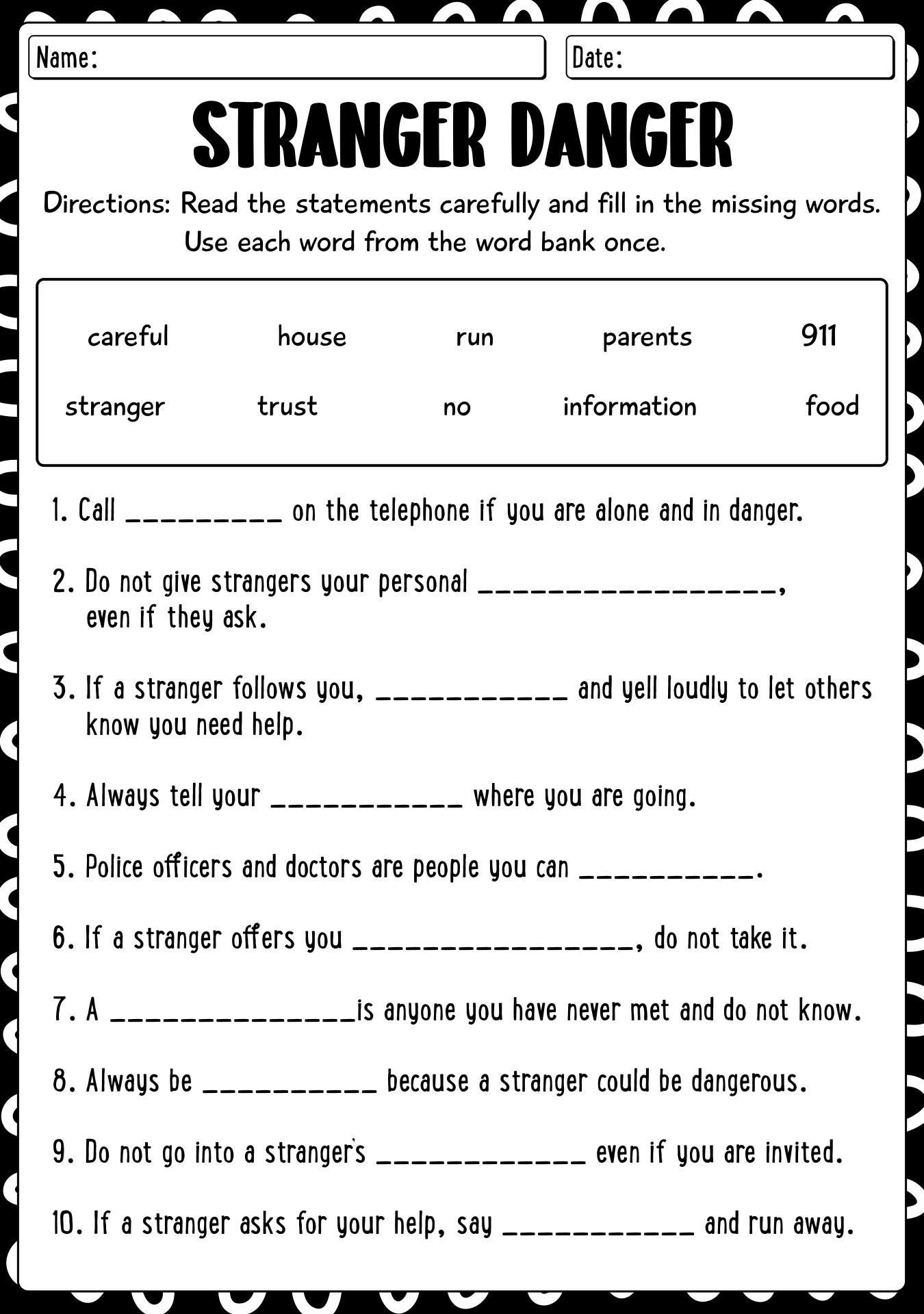 Free Printable Stranger Danger Worksheets Free Printable Stranger Danger Worksheets