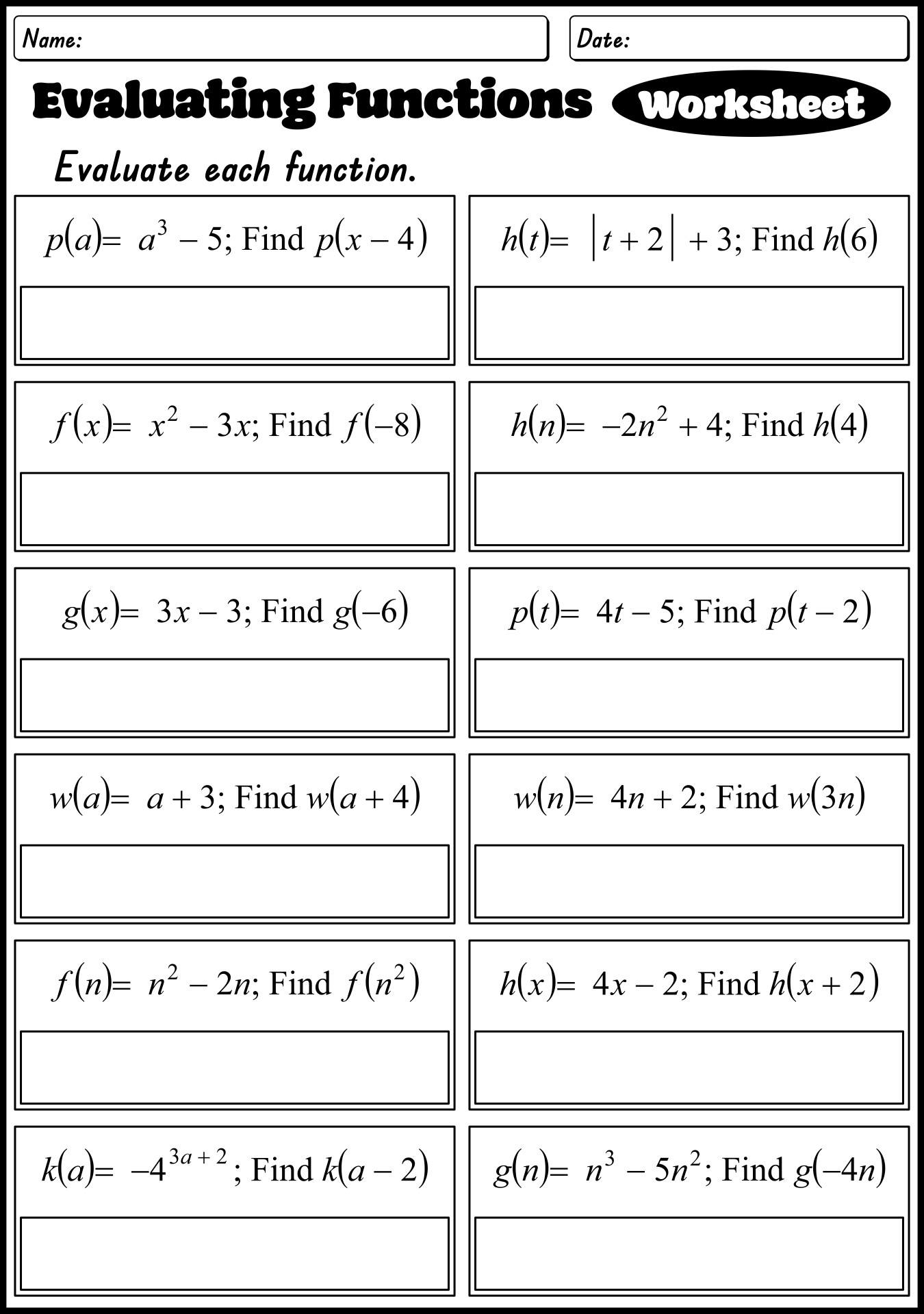 15 Function Notation Algebra Worksheets Free PDF At Worksheeto