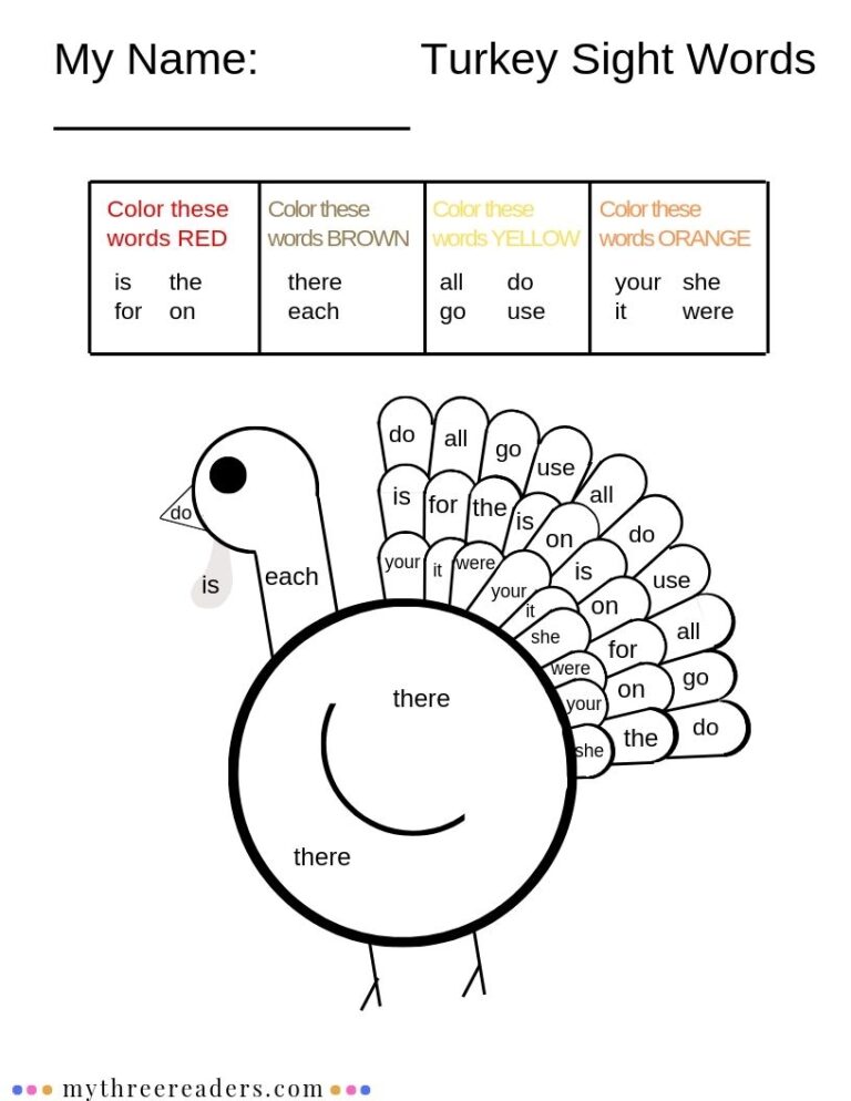 15 Must Try Printable Fall Sight Word Activities With Turkeys 