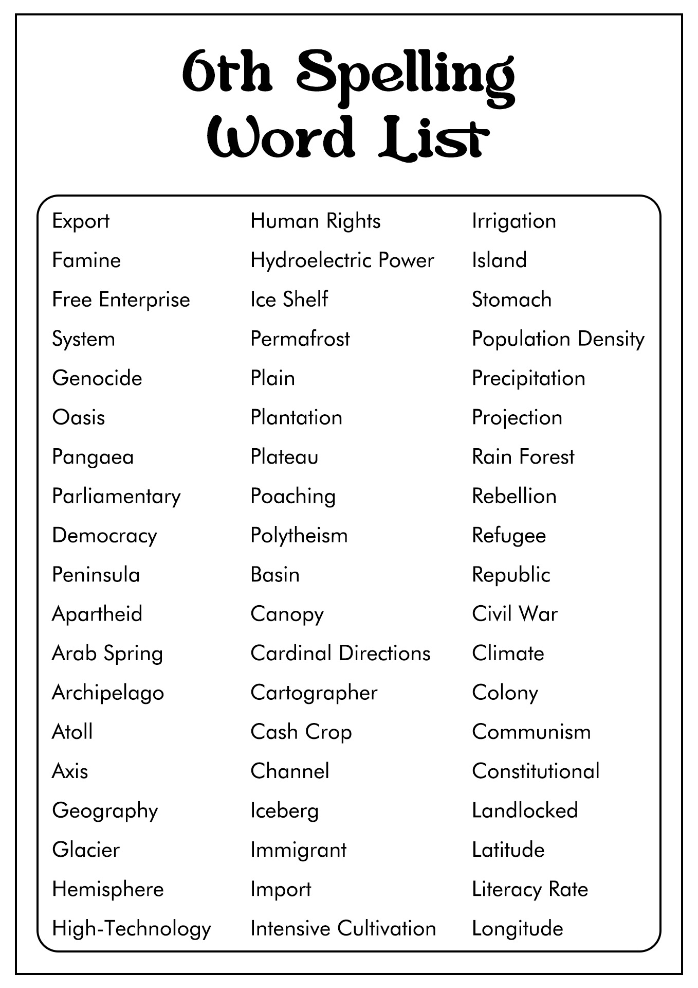 16 6th Grade Spelling Words Worksheets Free PDF At Worksheeto 16 6th Grade Spelling Words Worksheets Free PDF At Worksheeto