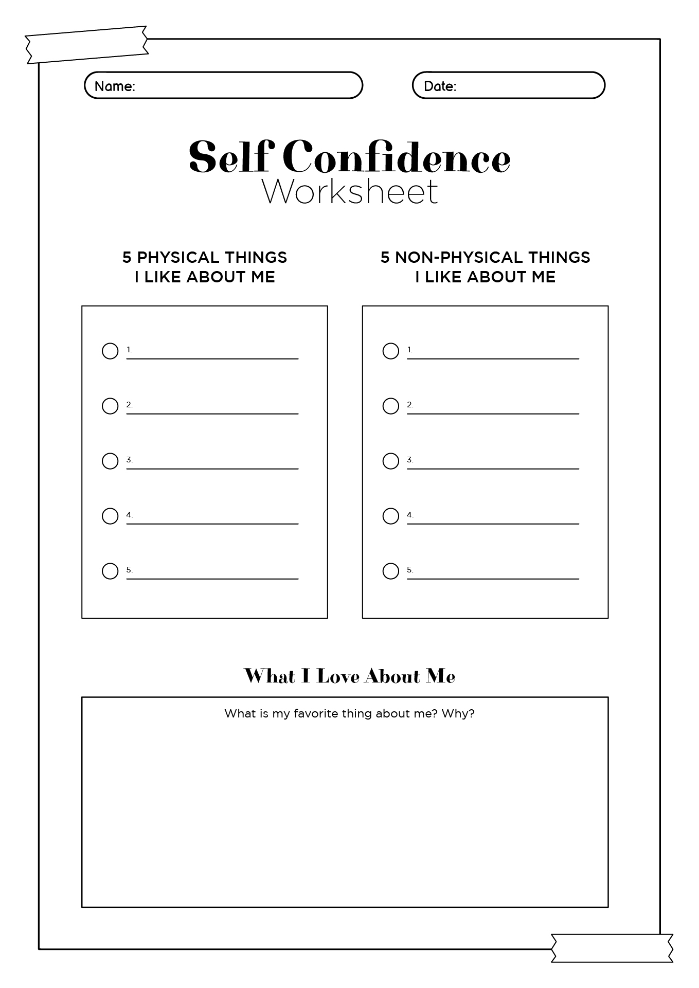 Free Printable Worksheets About Self Esteem Free Printable Worksheets About Self Esteem