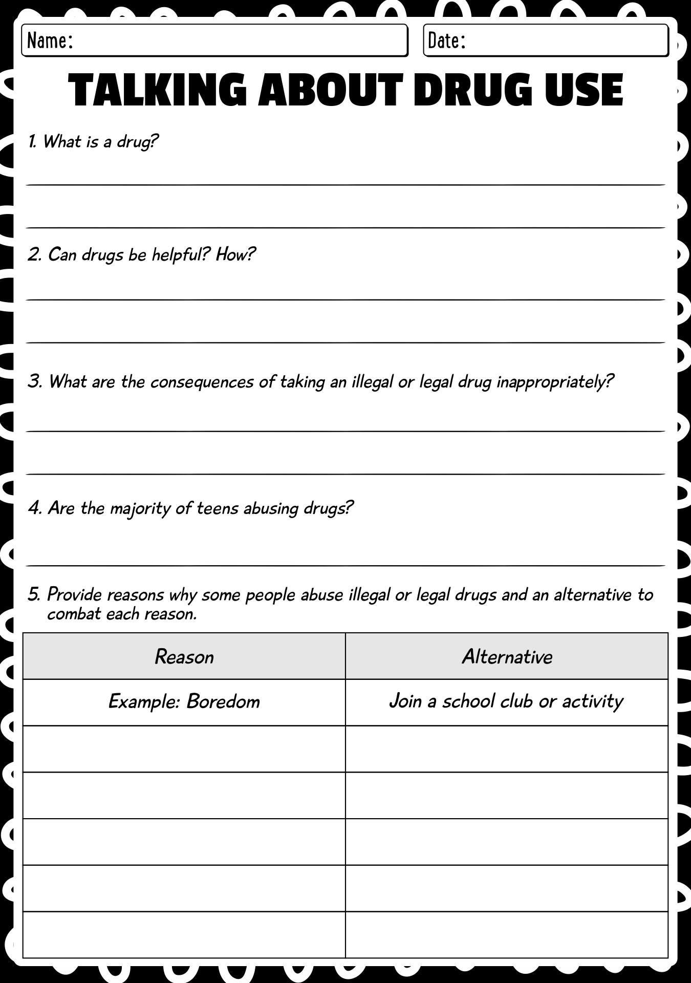 Free Printable Worksheets Drug Education Free Printable Worksheets Drug Education