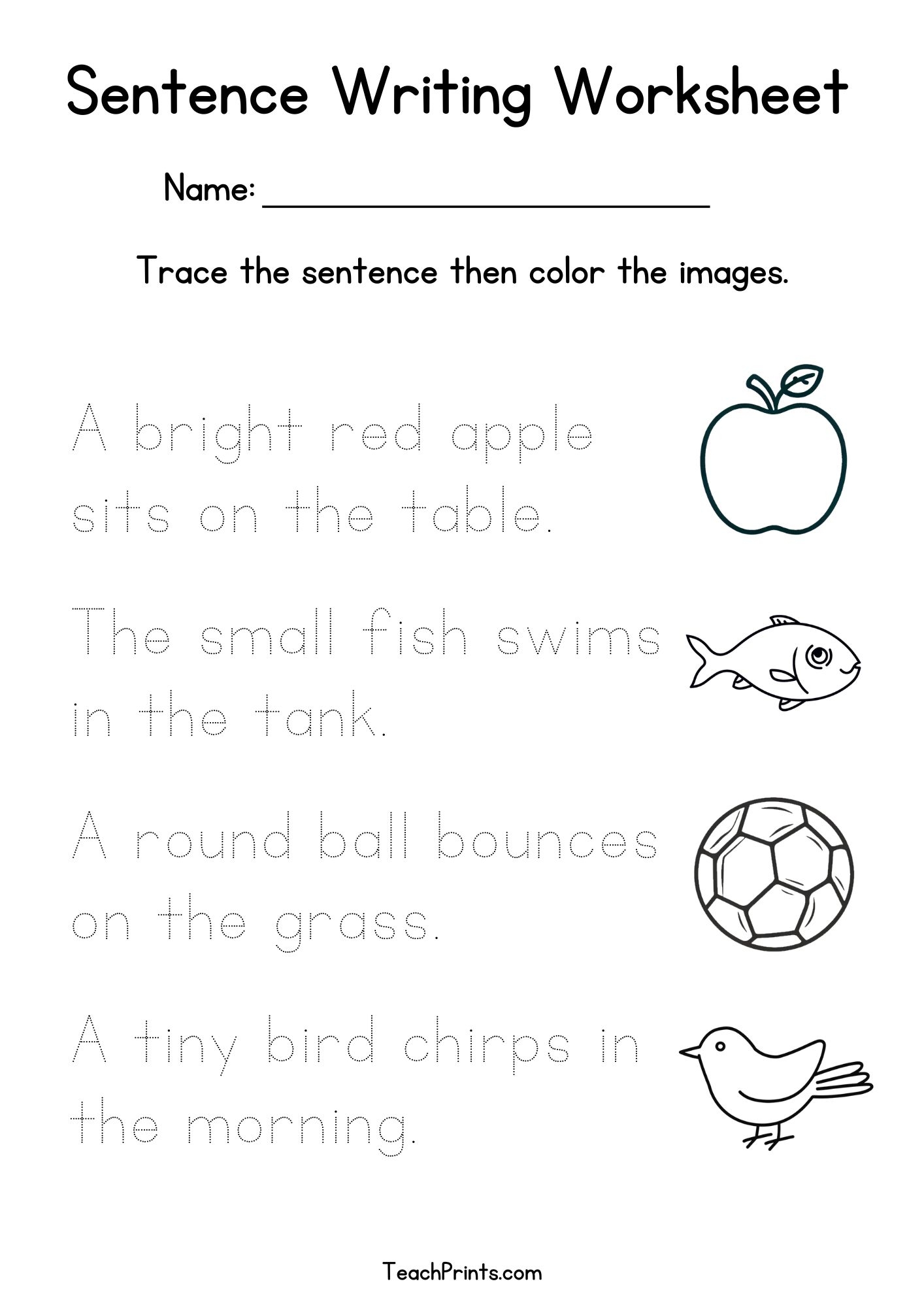 Free Printable Sentence Worksheets For Kindergarten