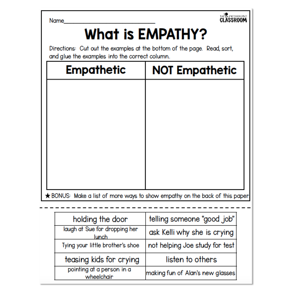 1st And 2nd Grade Social Emotional Learning Empathy Unit Sort Lucky Little Learners