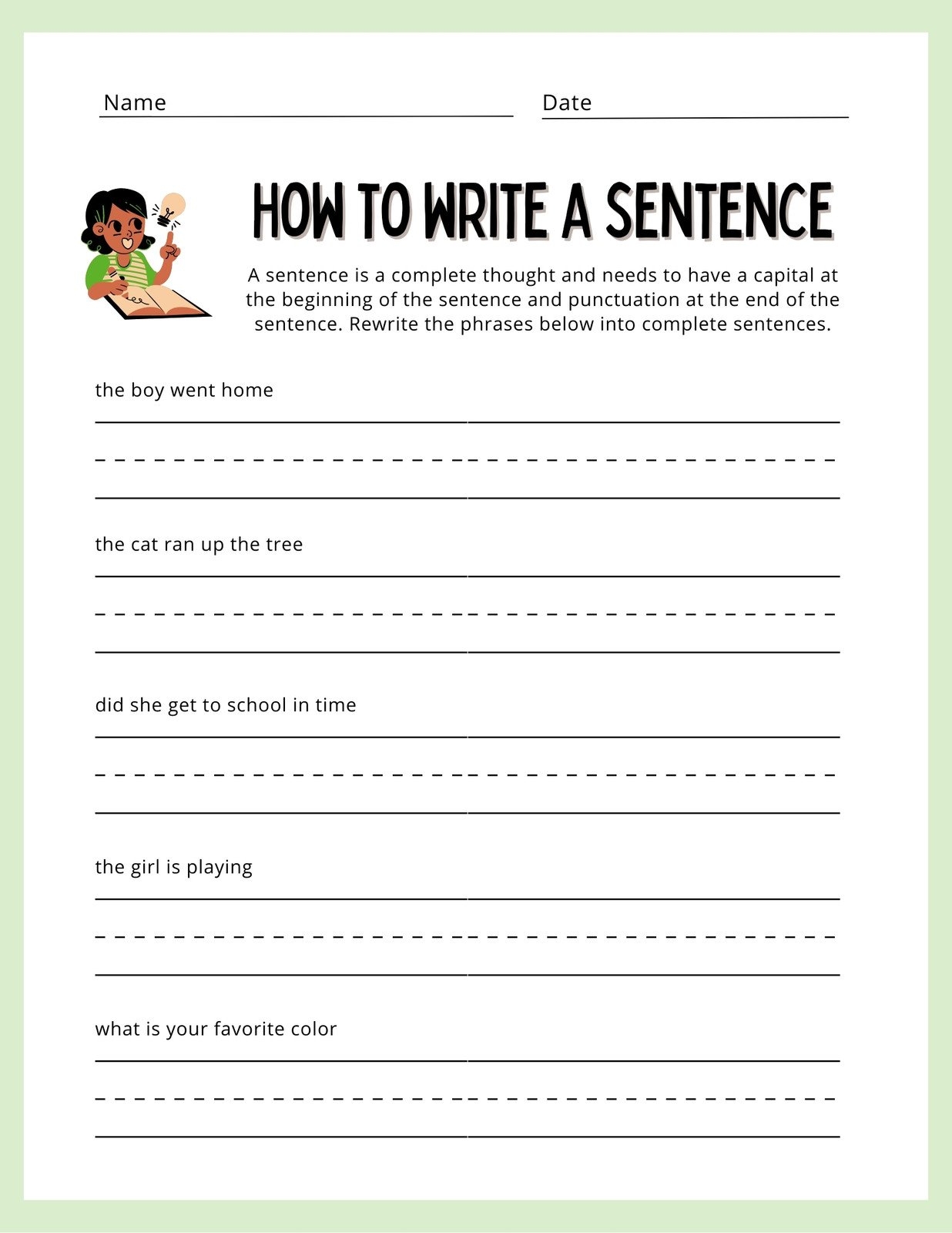 Free Printable 1st Grade Blank Writing