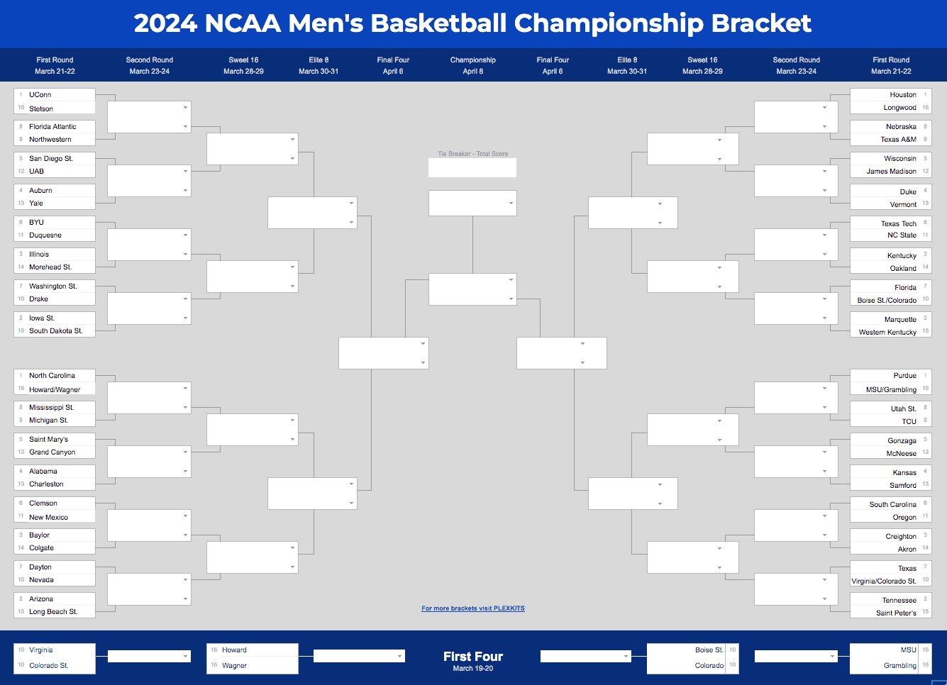 2025 March Madness Bracket Excel U0026 Google Sheets Template 