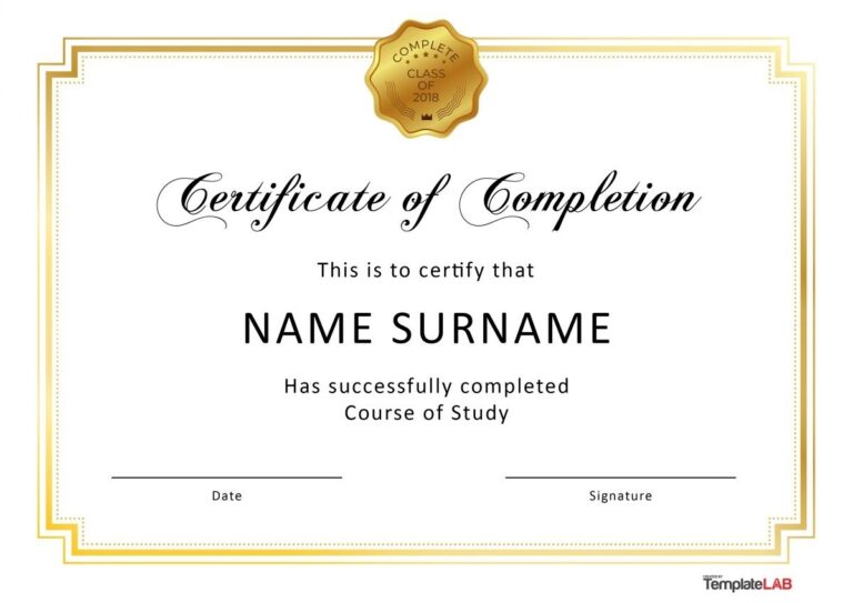 23 Free Certificate Of Completion Templates Word PowerPoint 