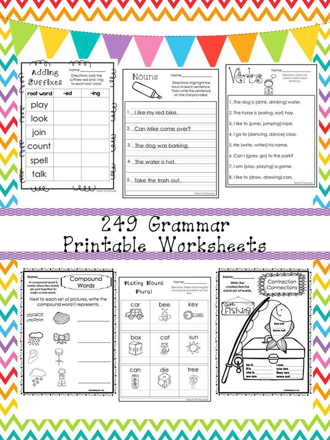 249 Grammar Worksheets Download 1st 3rd Grade ELA ZIP File Etsy