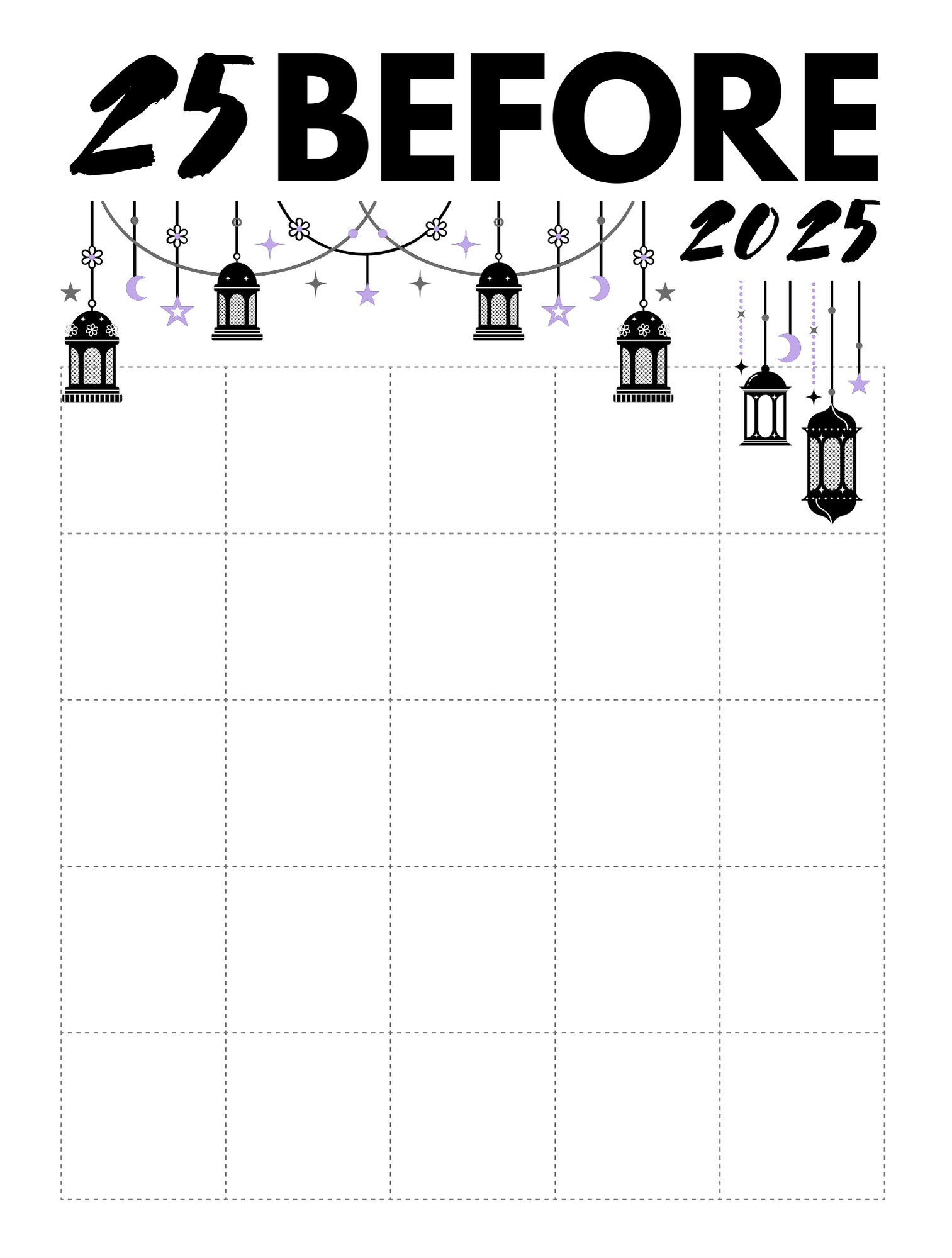25 Before 2025 Bingo Board Hello Shouho