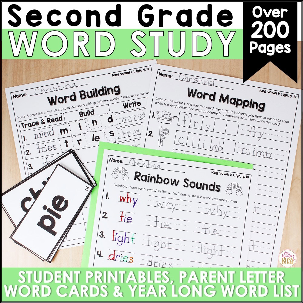 2nd Grade Word Study List Printables Word Cards Editable 