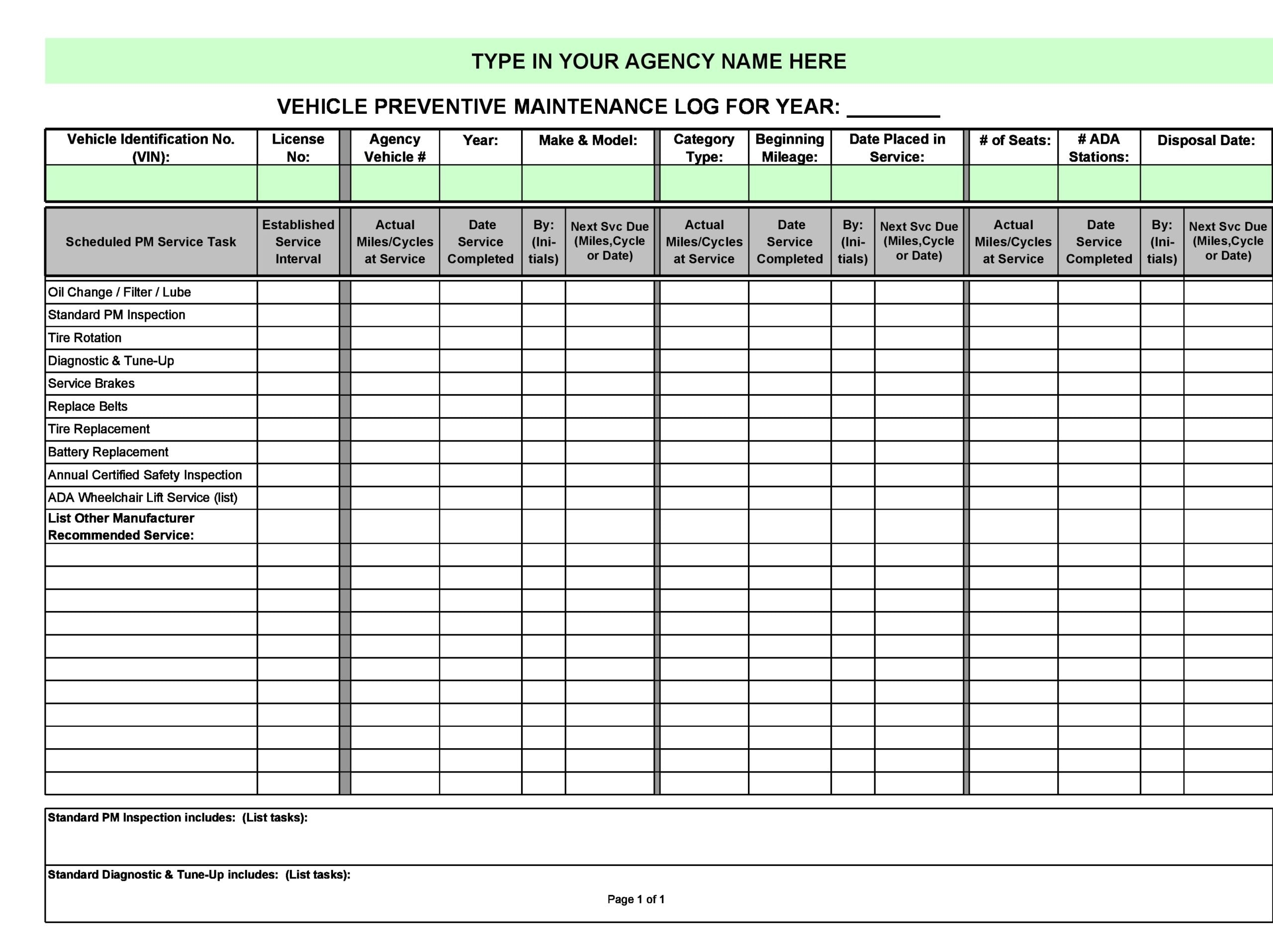 30 Free Vehicle Maintenance Logs Excel PDF Word TemplateArchive