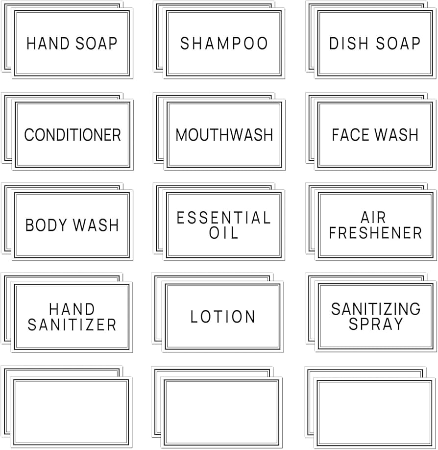 32PCS Bathroom Labels For Organizing With DIY Blank Labels Hand Soap Dispenser Label Stickers Waterproof Oil Resistant Stickers For Soap Lotion 