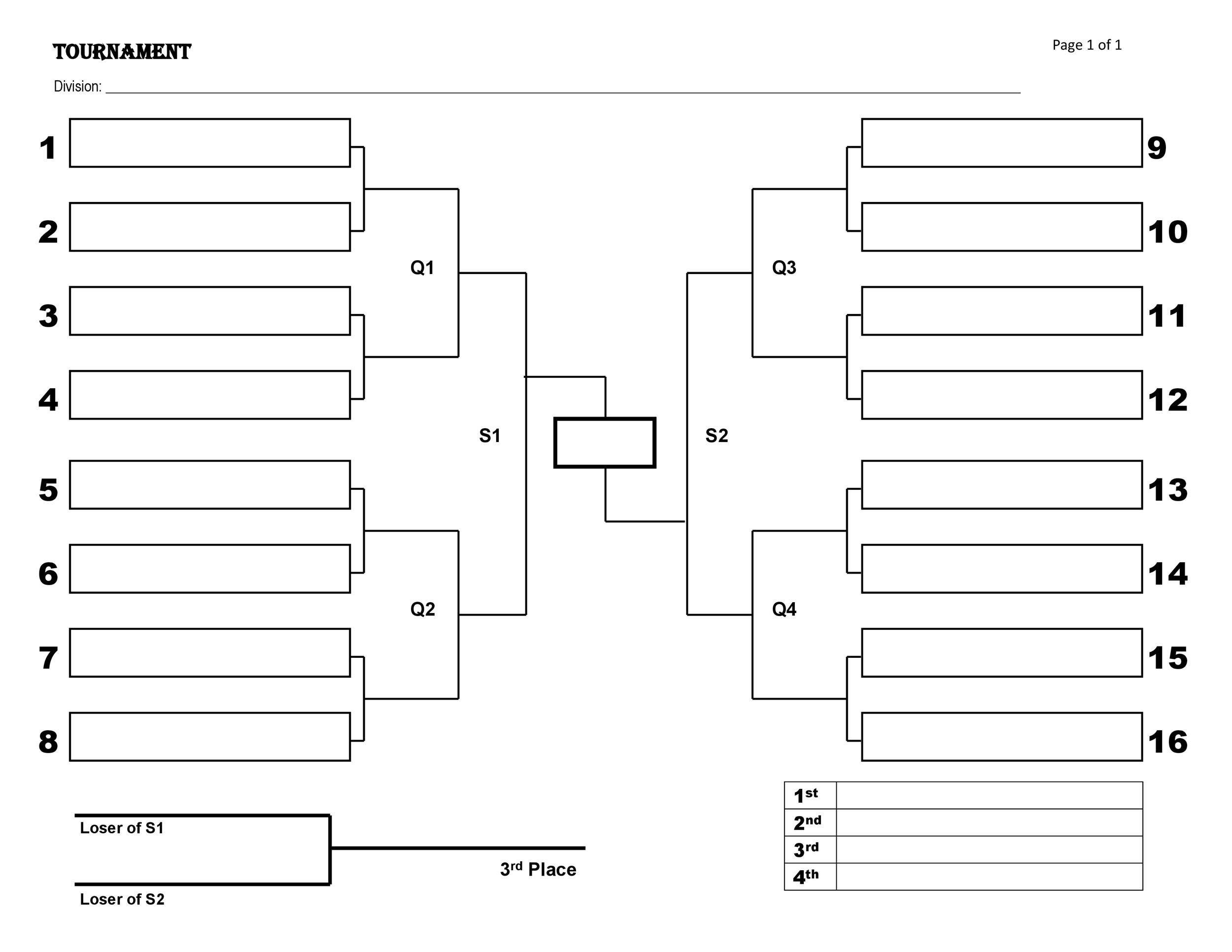 34 Blank Tournament Bracket Templates u0026100 FREE TemplateLab Worksheets Library