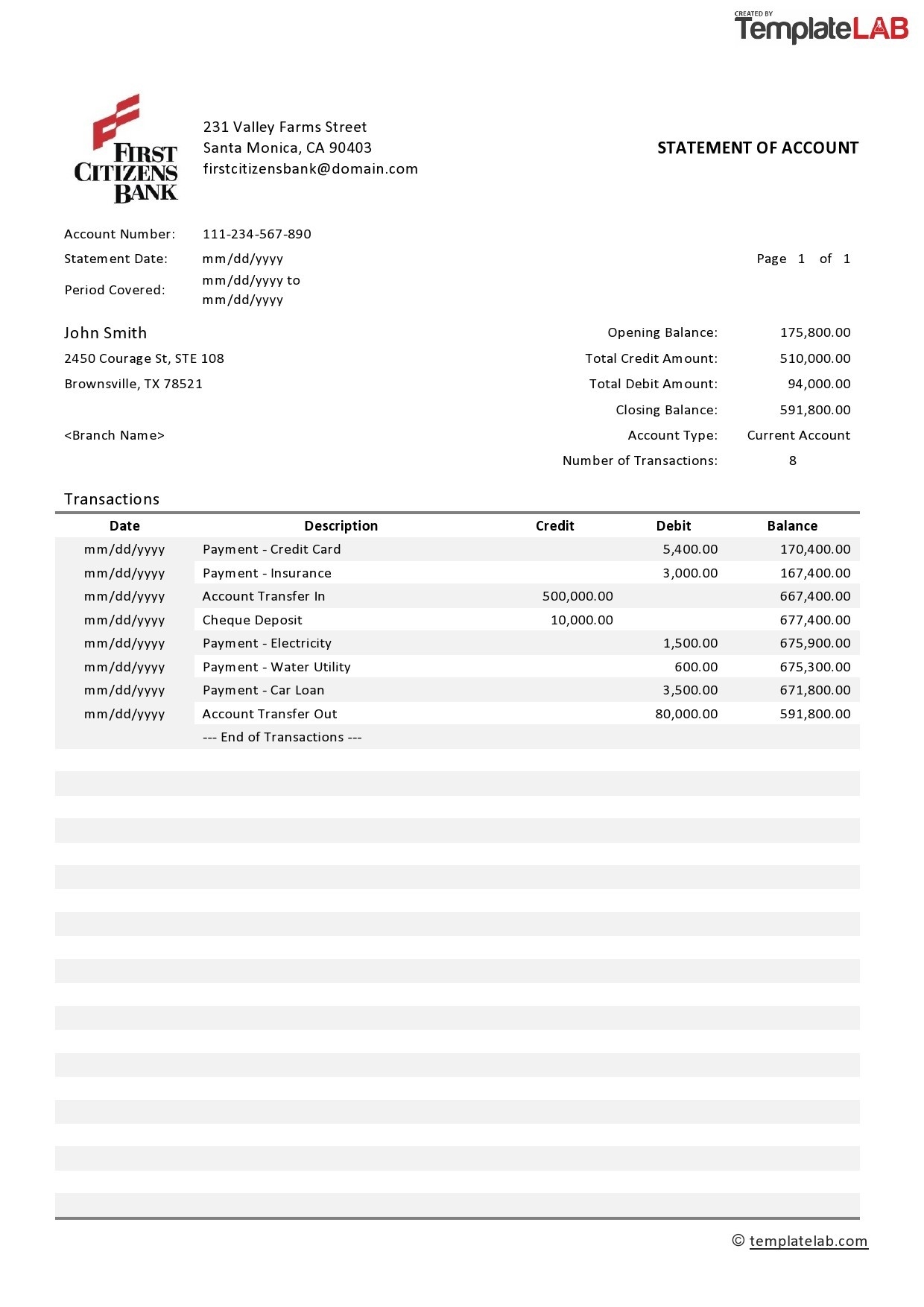 35 Editable Bank Statement Templates FREE TemplateLab