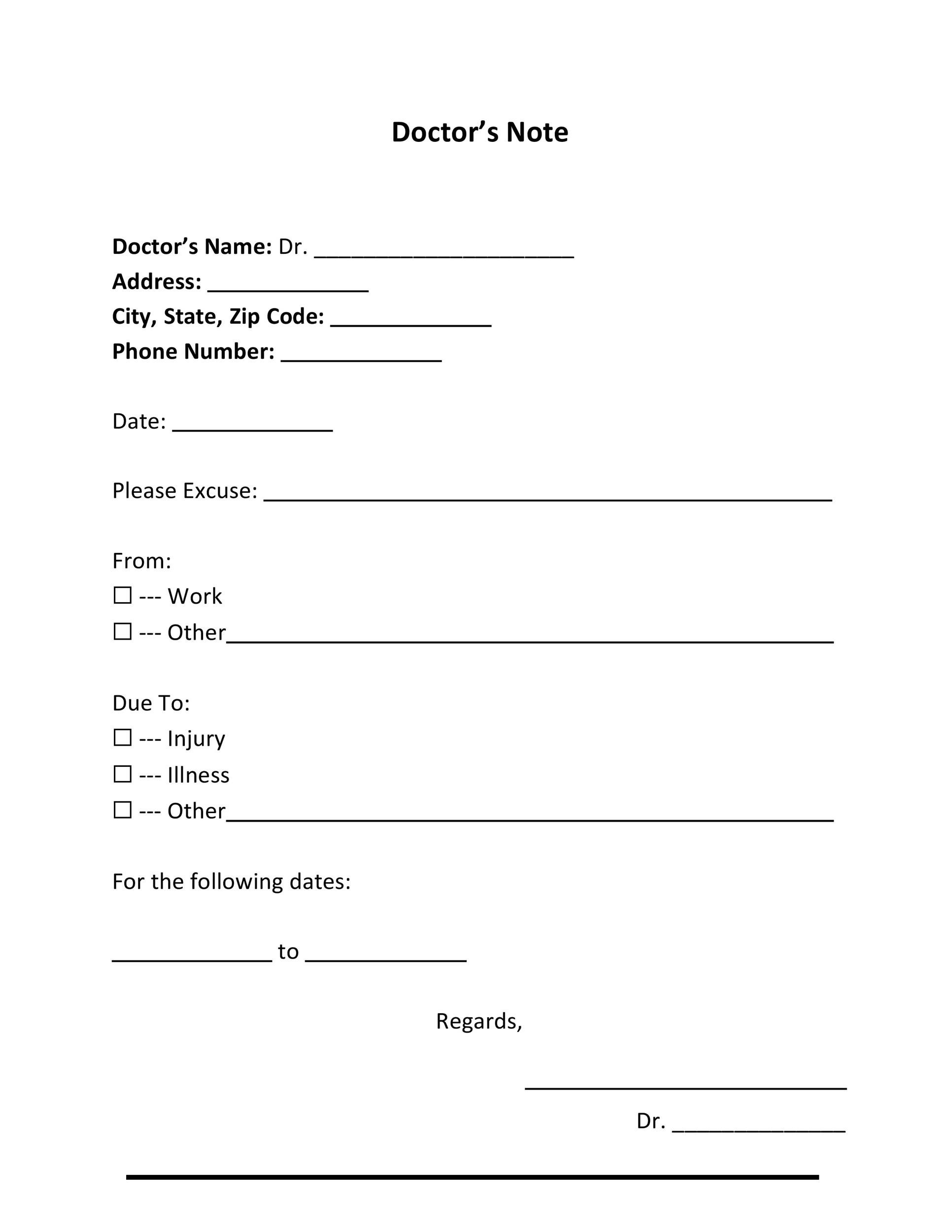 36 Free Doctor Note Templates for Work Or School 36 Free Doctor Note Templates for Work Or School