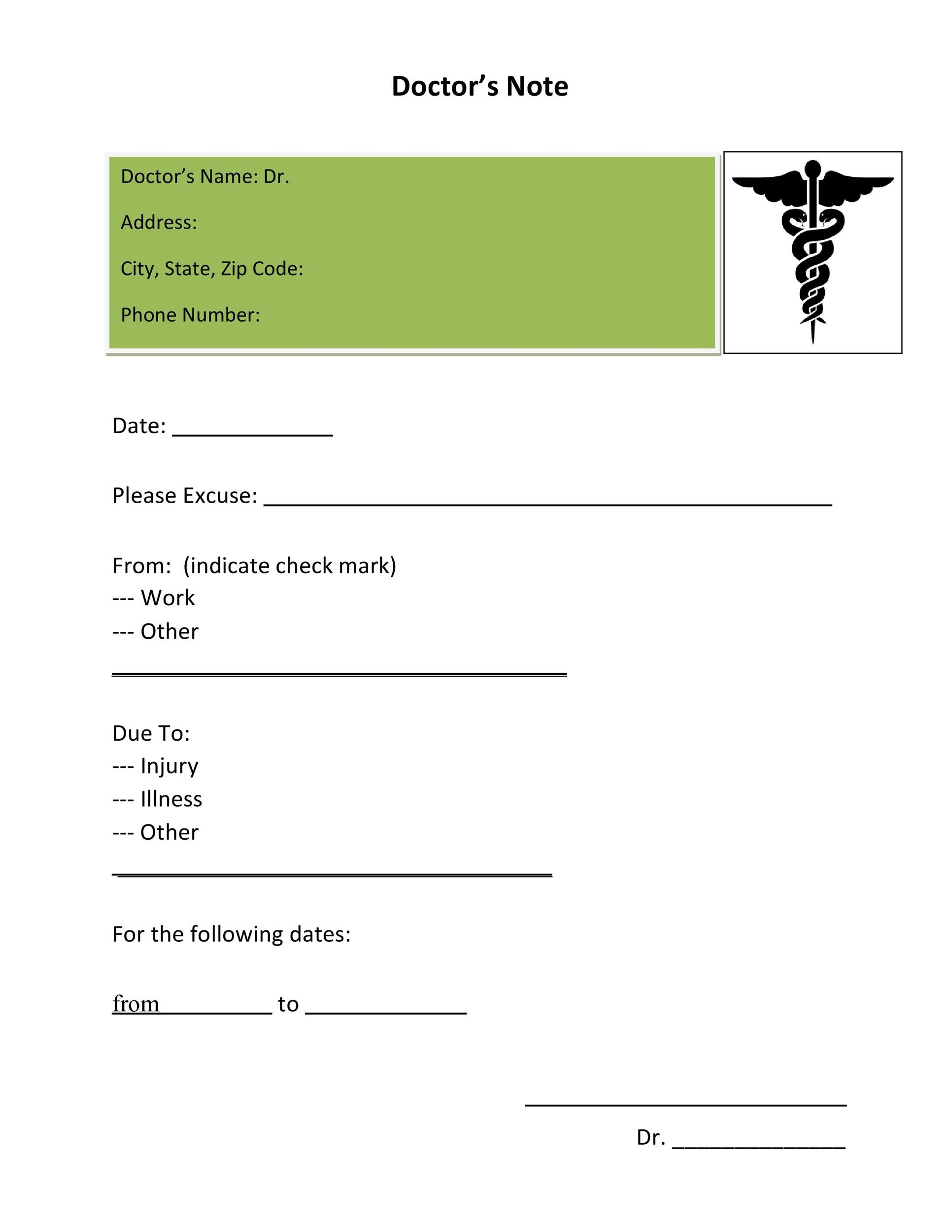 36 Free Doctor Note Templates for Work Or School 36 Free Doctor Note Templates for Work Or School