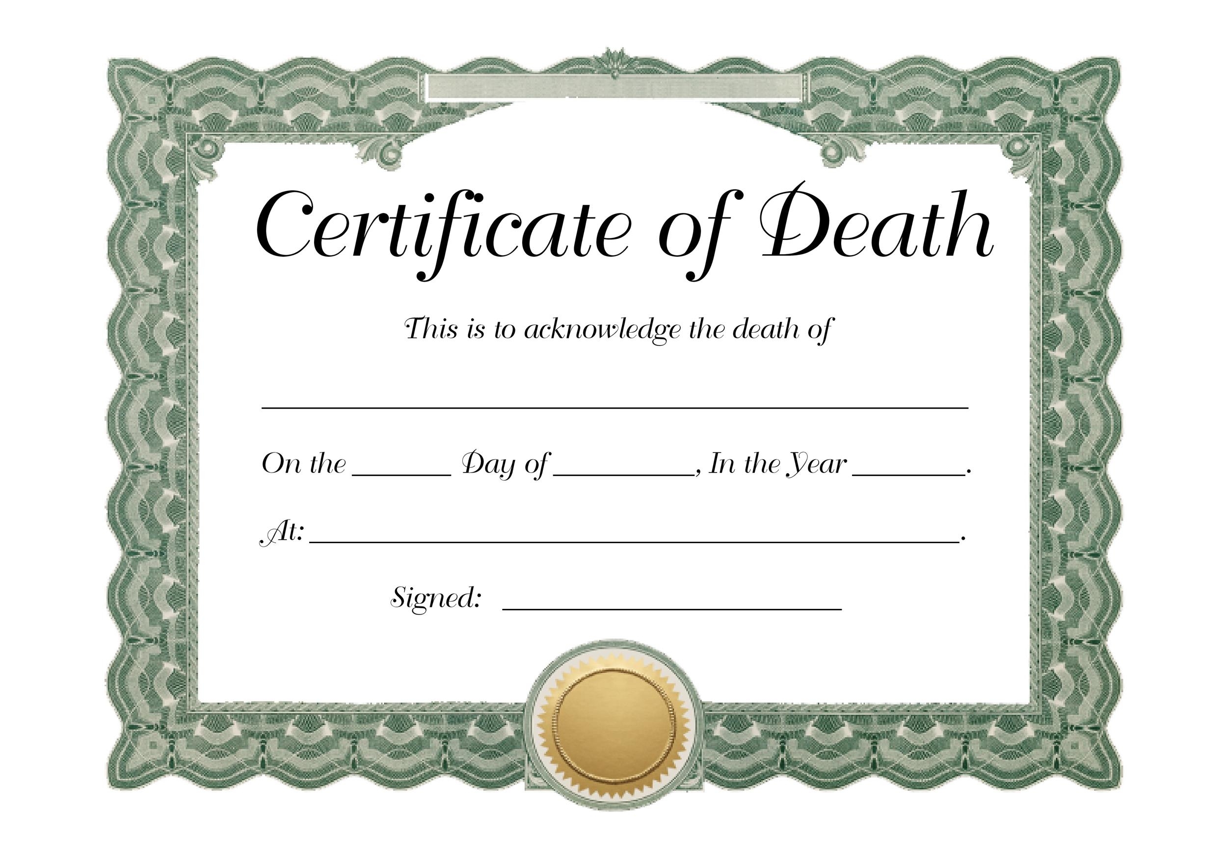 37 Blank Death Certificate Templates 100 FREE TemplateLab