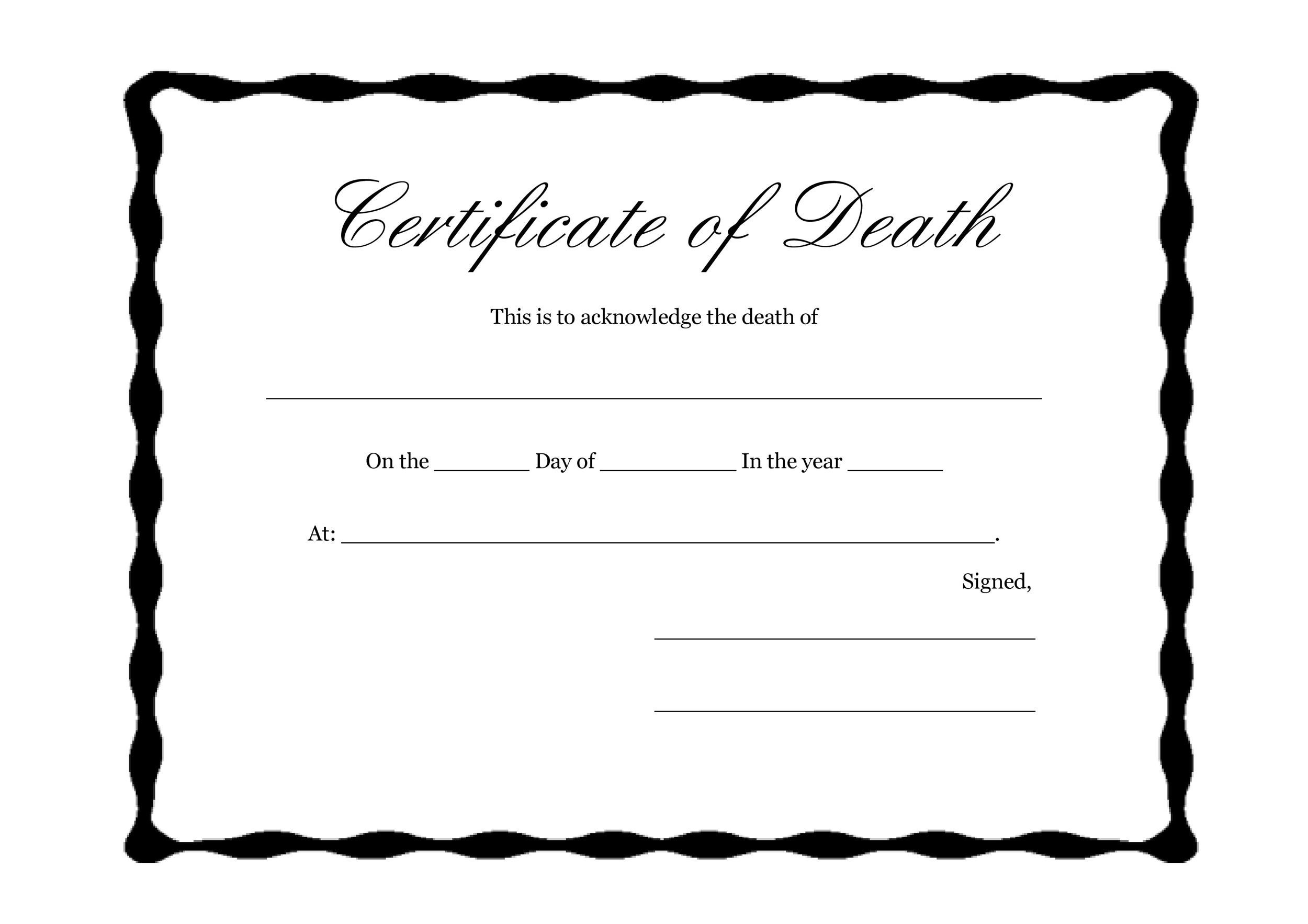Free Printable Blank Death Certificates