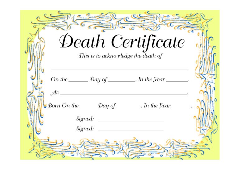 37 Blank Death Certificate Templates 100 FREE TemplateLab