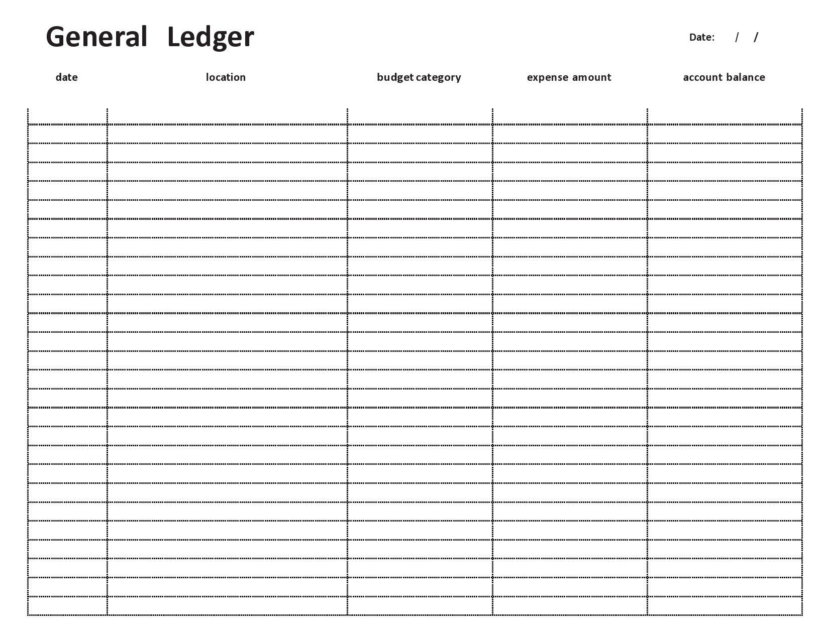Free Printable Blank Ledgers