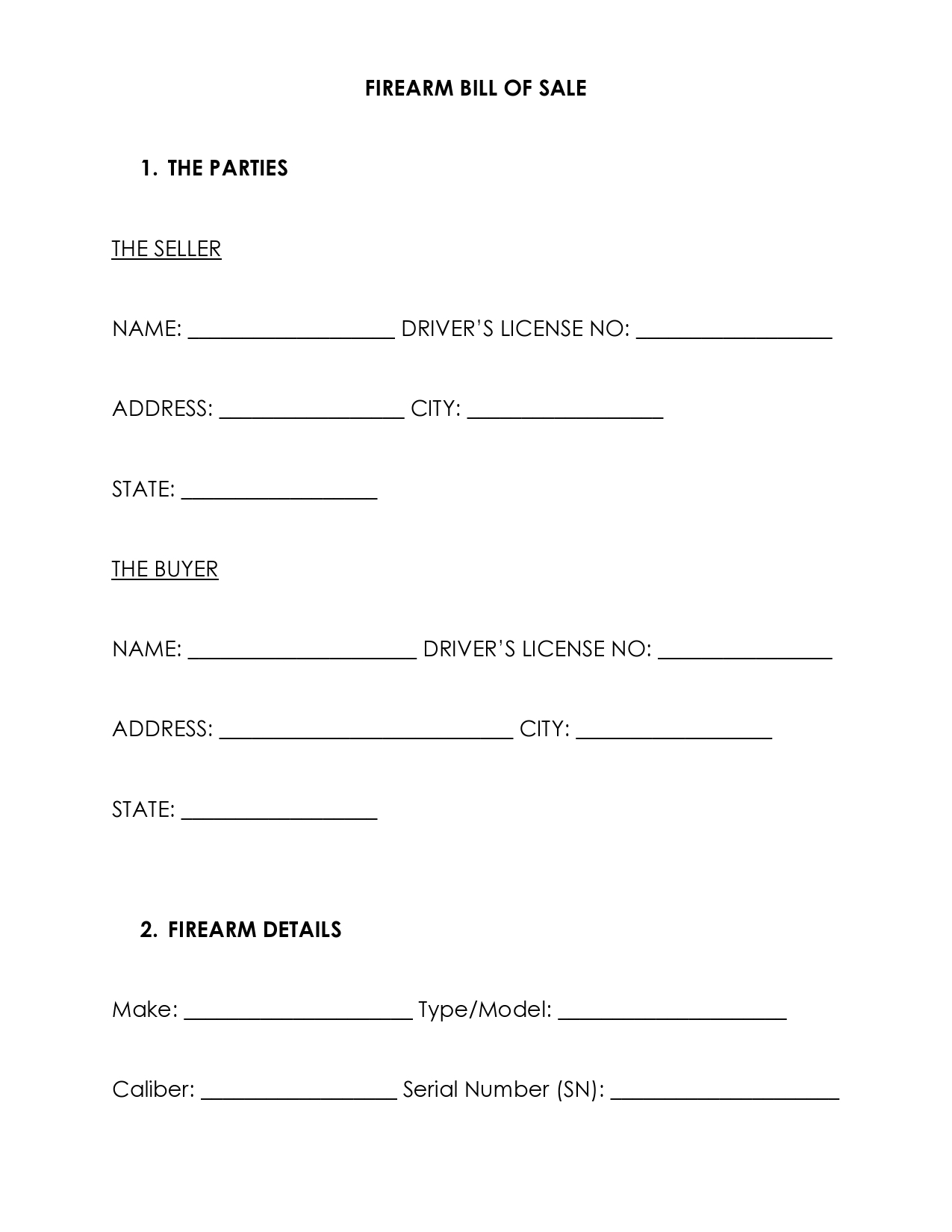38 Free Gun Bill Of Sale Templates U0026 Forms All States TemplateLab