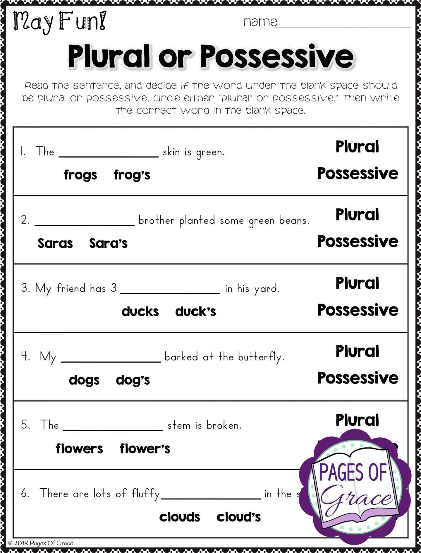 Free Printable Third Grade English Worksheets