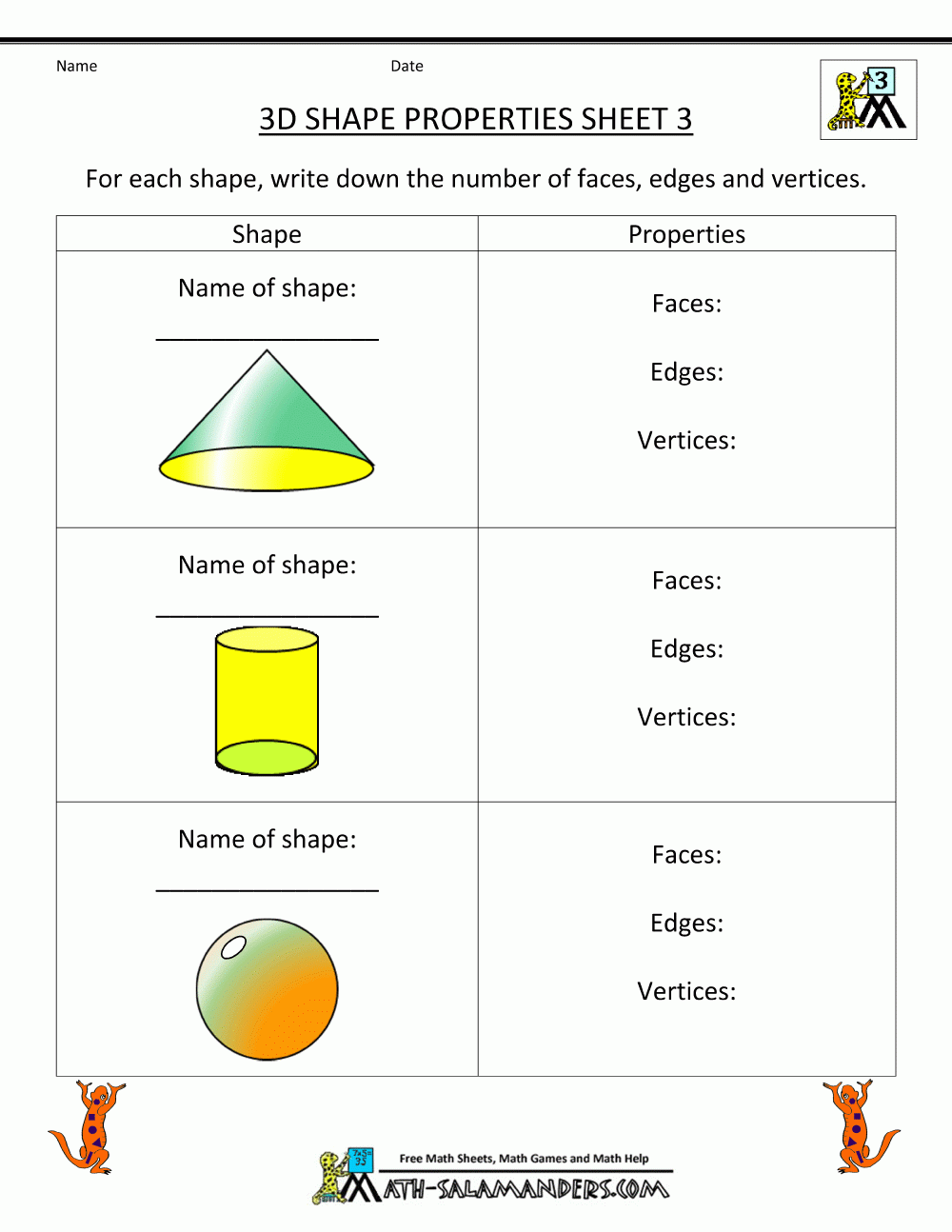 3rd Grade Geometry Worksheets