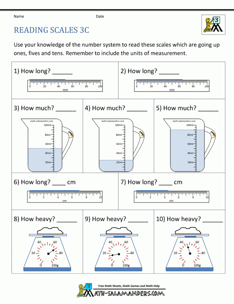 3rd Grade Measurement Worksheets Worksheets Library