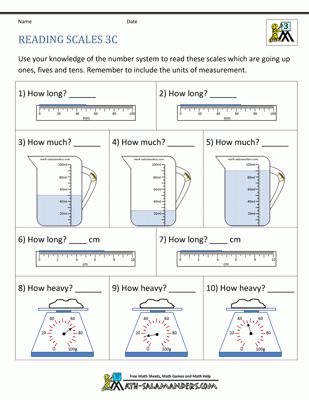 3rd Grade Measurement Worksheets Worksheets Library