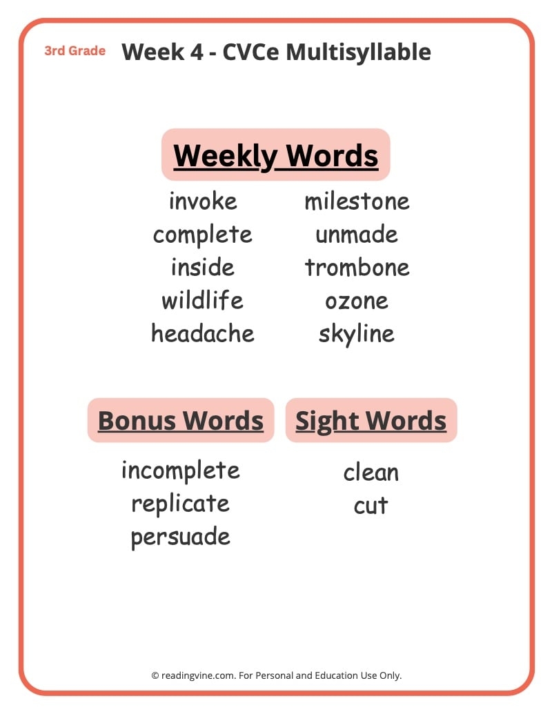 3rd Grade Spelling Words Free Printable 36 Week List