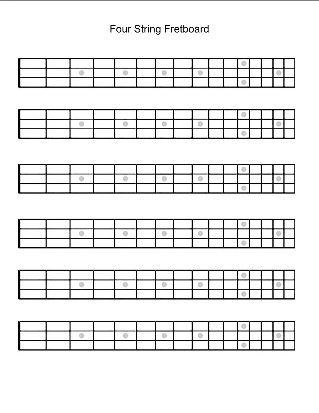 4 String Printable Guitar Blank Fretboard Chart Diagram Etsy UK