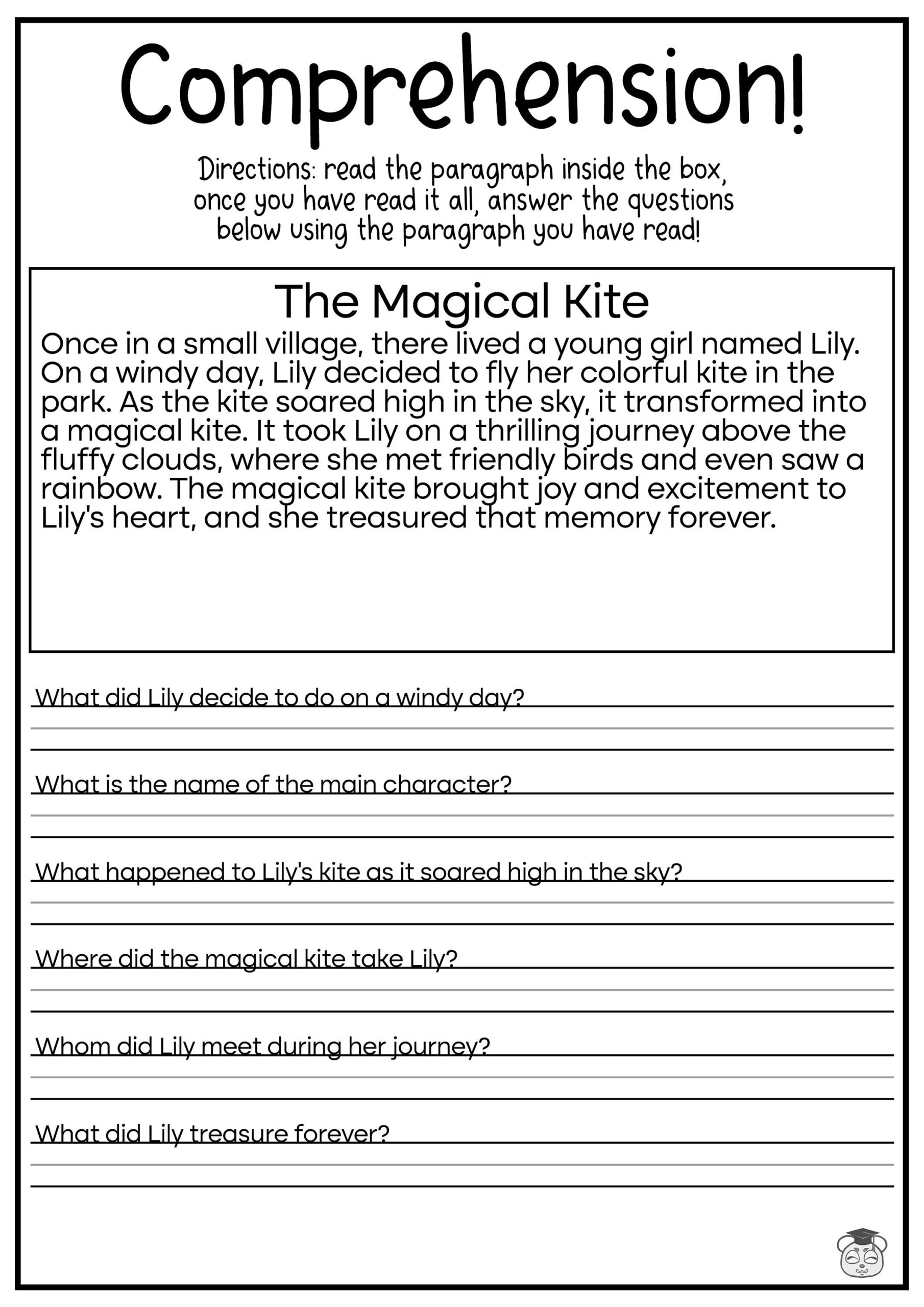 5 Printable Reading Comprehension English Worksheets ages 4 7 KG1 To Grade 2 Etsy Canada