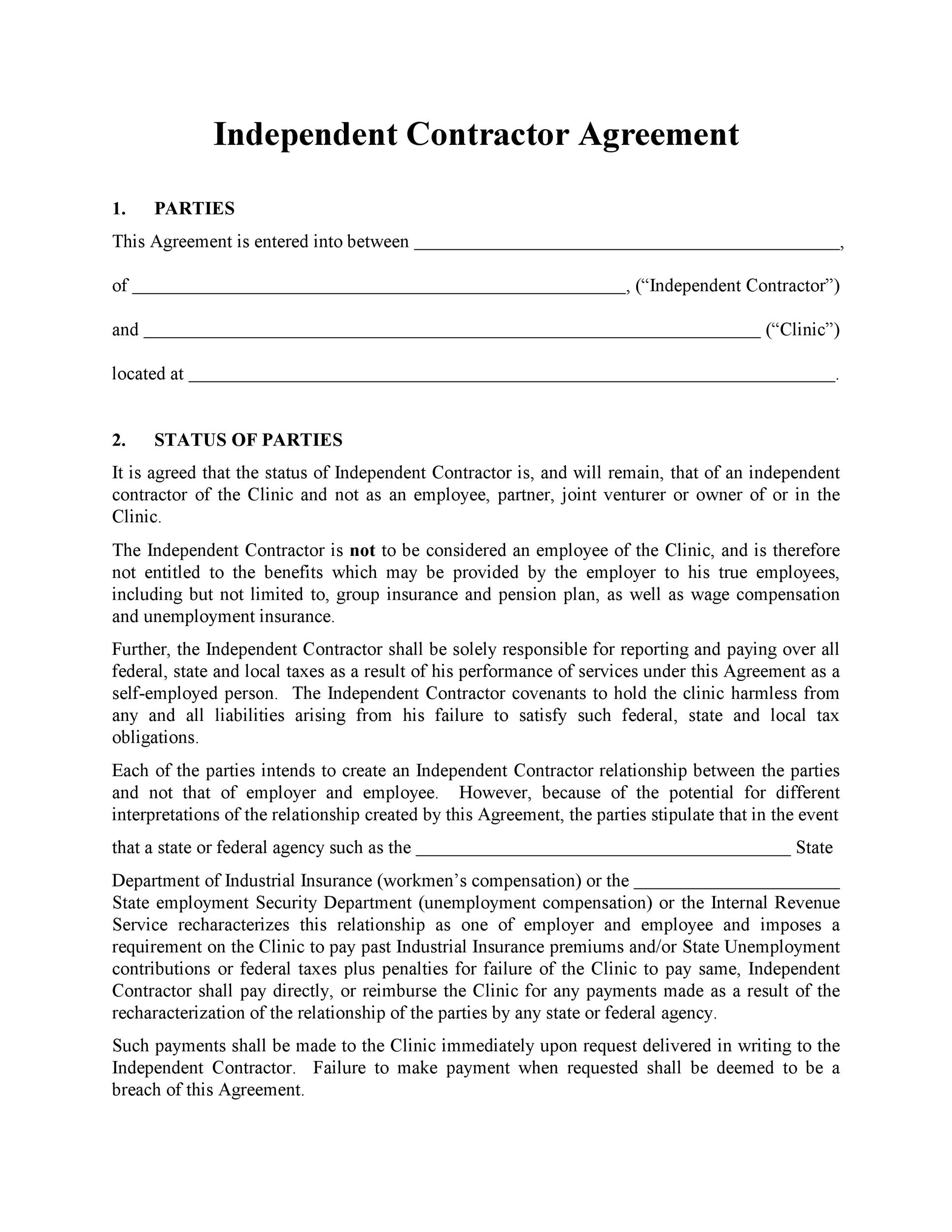50 Simple Independent Contractor Agreement Templates FREE 
