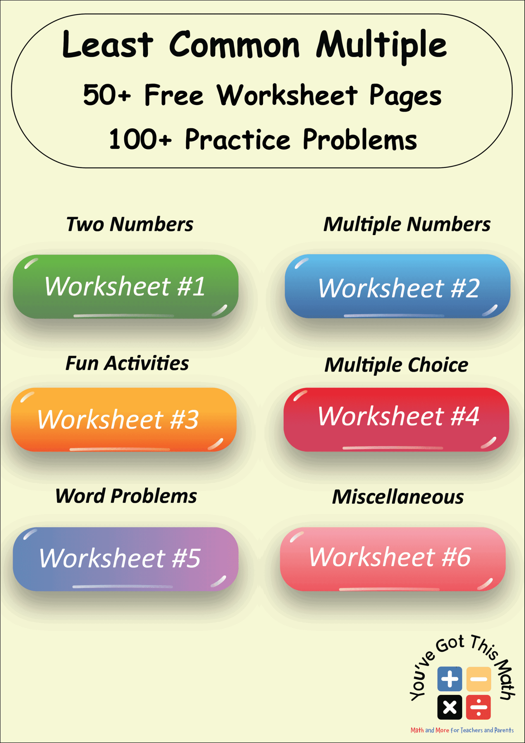 6 Free Least Common Multiple Worksheet Grade 4 50 Free Pages