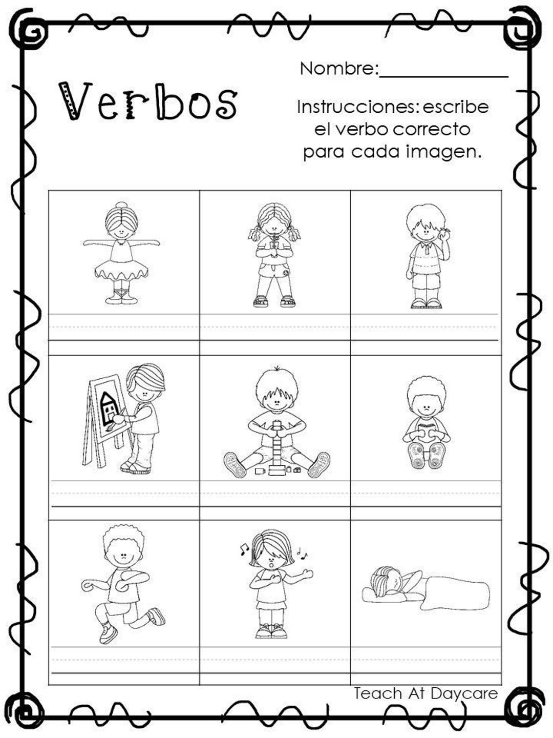 6 Printable Spanish Verbs Worksheets Etsy