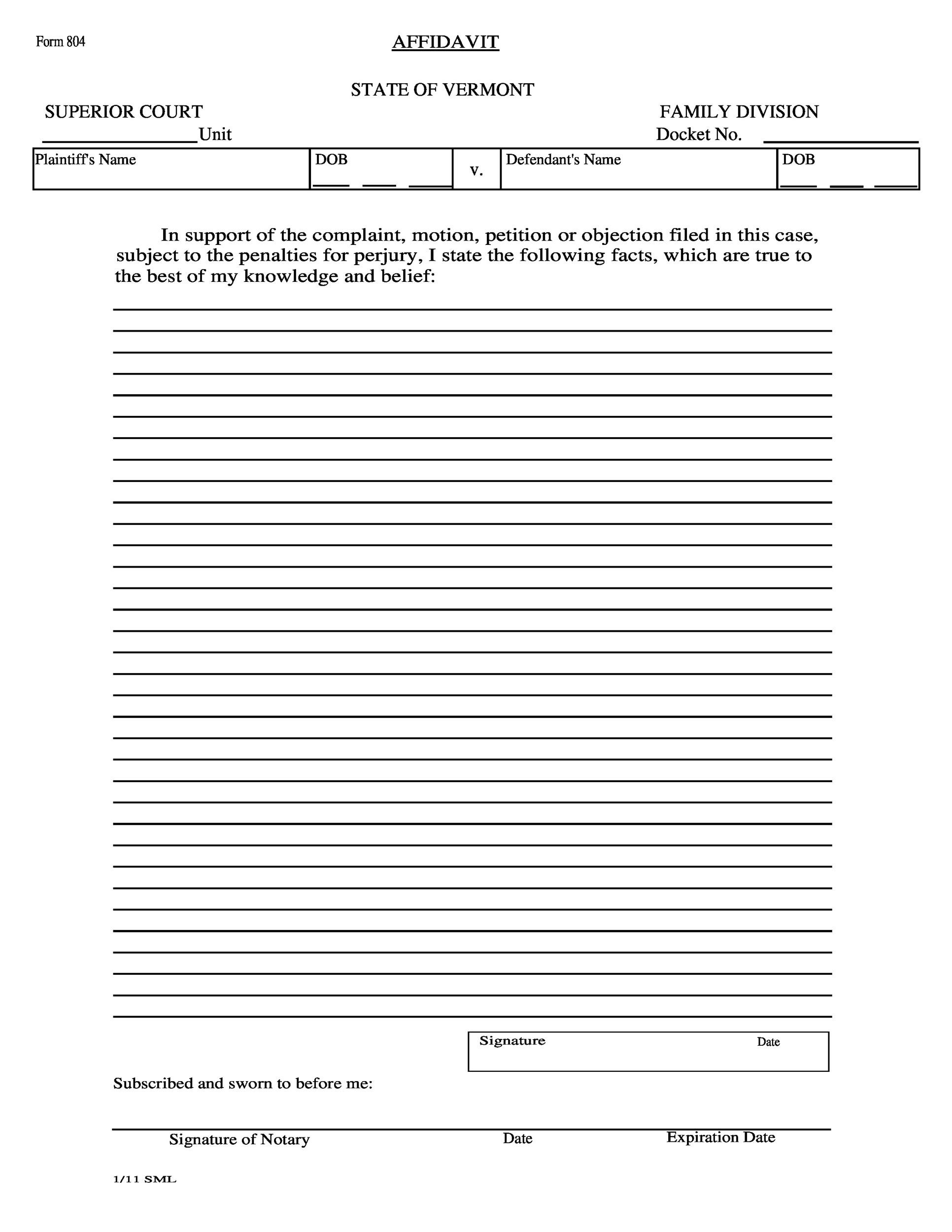 Free Blank Affidavit Free Printable