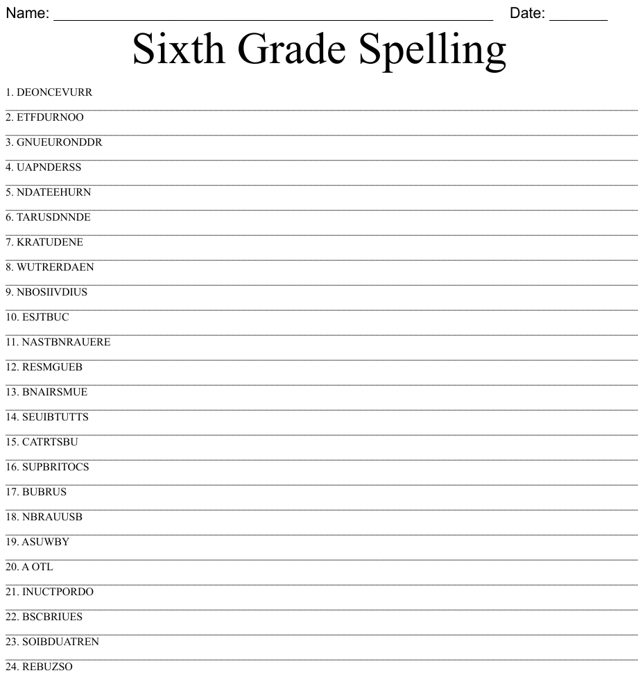 6th Grade Spelling Worksheets Worksheets Library 6th Grade Spelling Worksheets Worksheets Library