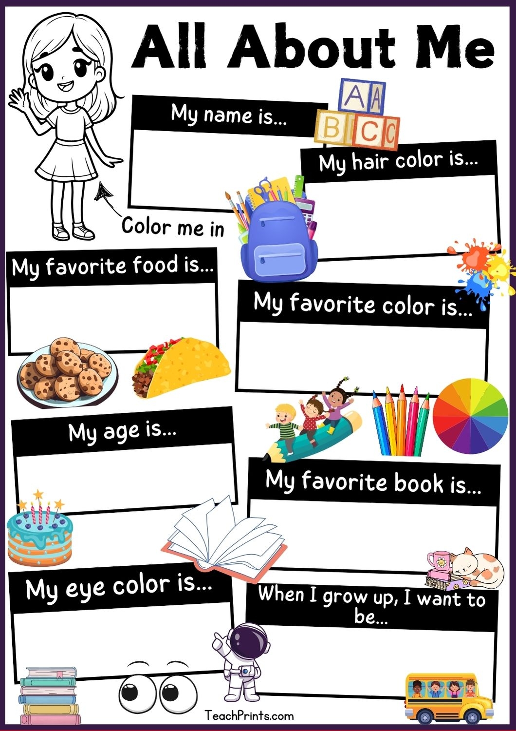 Free Printable Worksheets All About Me